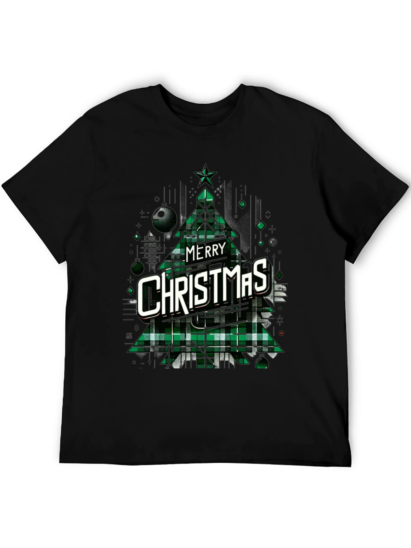 Merry Christmas Plaid Tree Graphic Tee