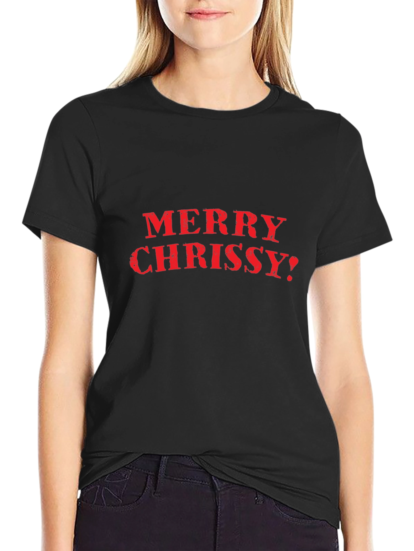 Merry Chrissy? Black Graphic T-Shirt