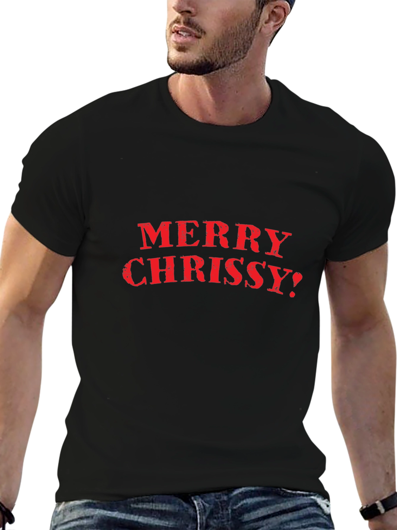 Merry Chrissy? Black Graphic T-Shirt