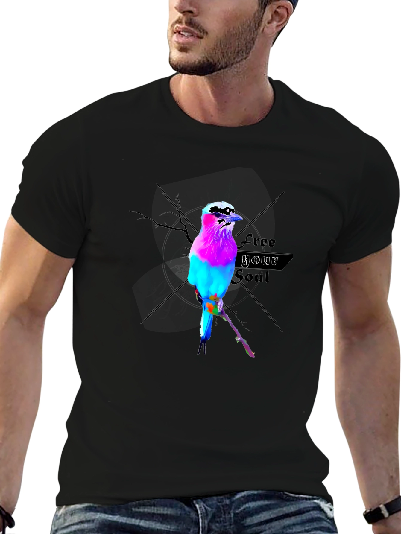 Vibrant Bird Graphic T-Shirt - Free Your Soul