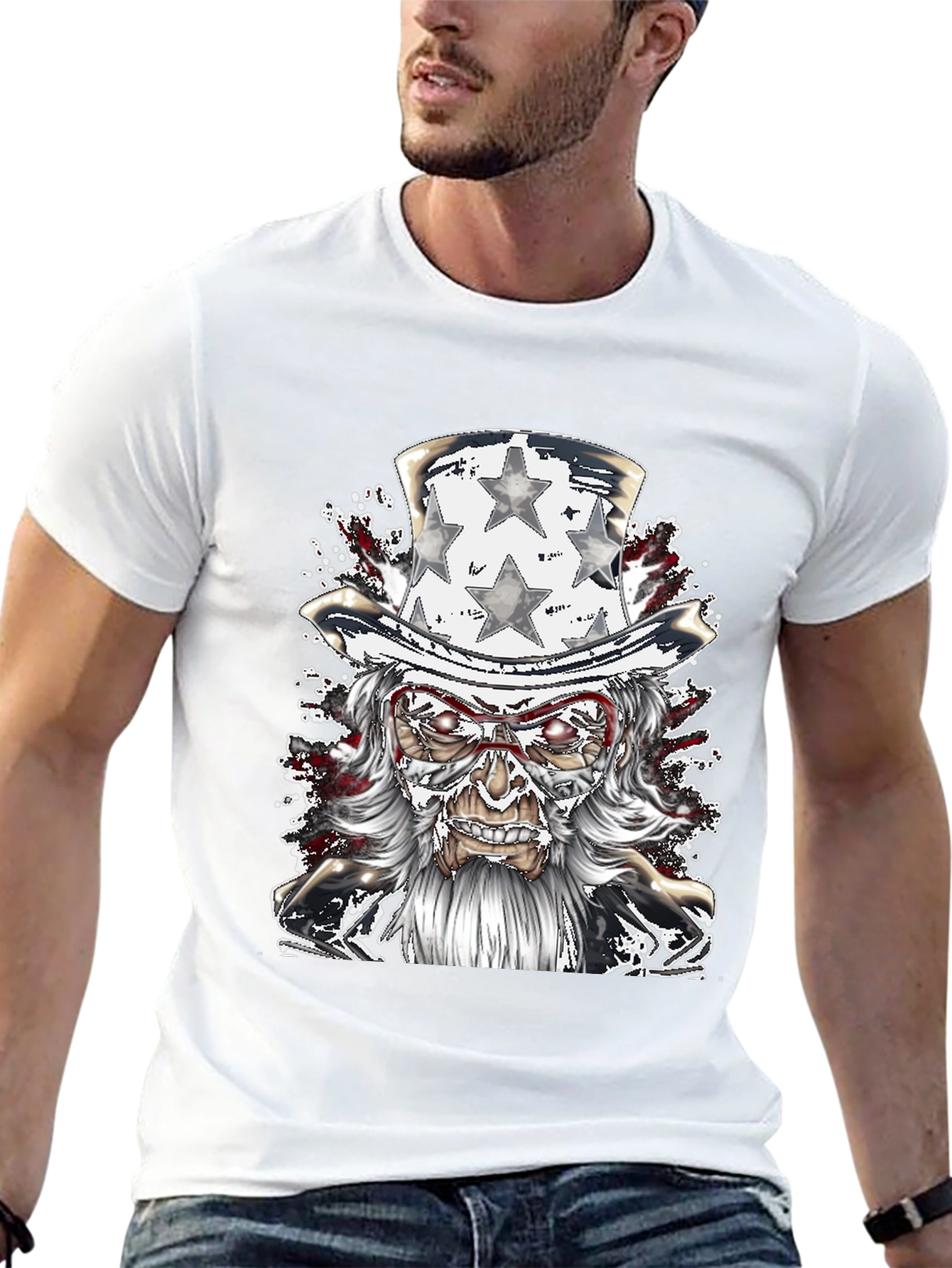 Uncle Sam Graphic Tee - Patriotic Horror