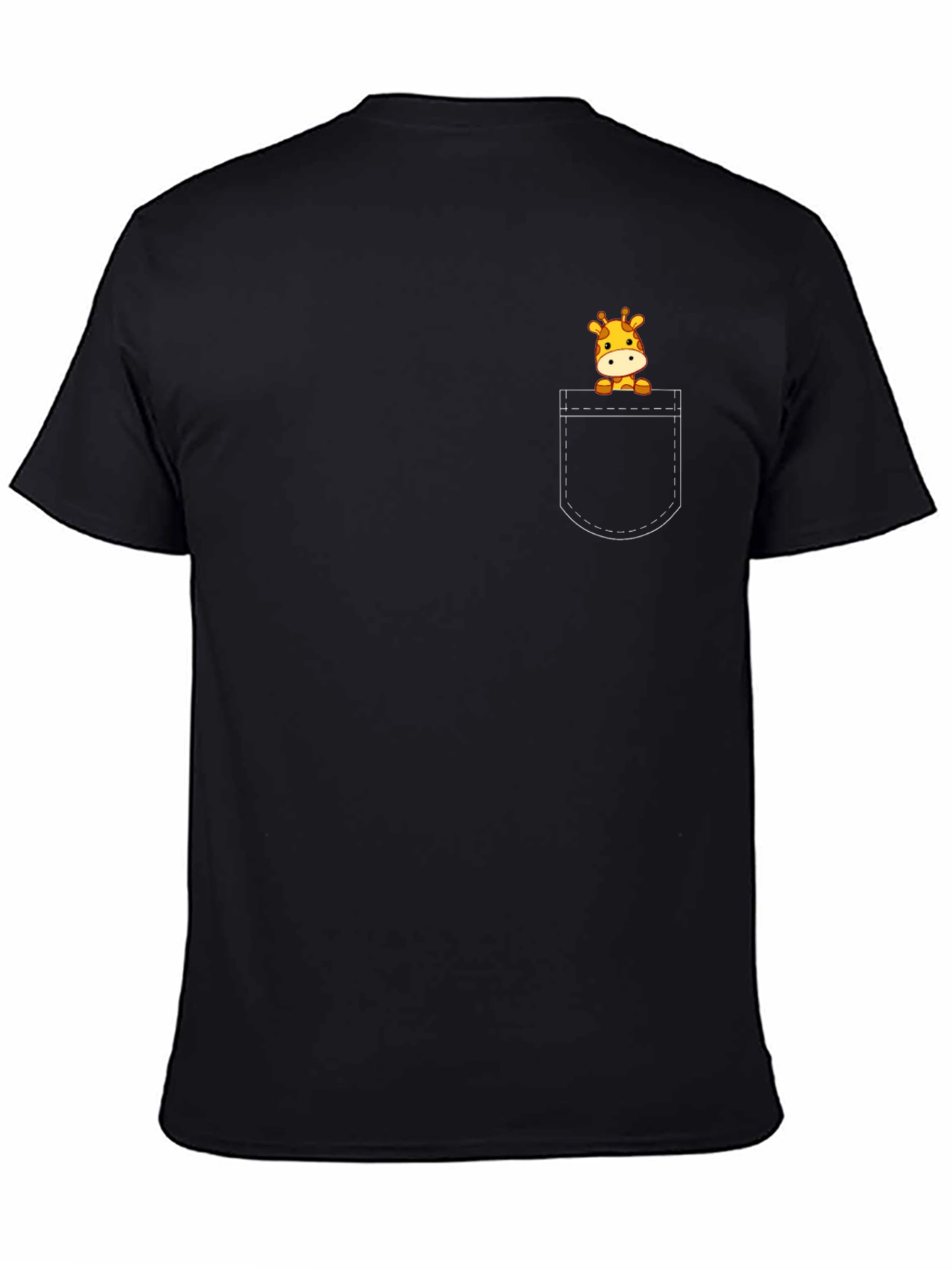 Giraffe Pocket Tee - Cute Cartoon Animal Shirt