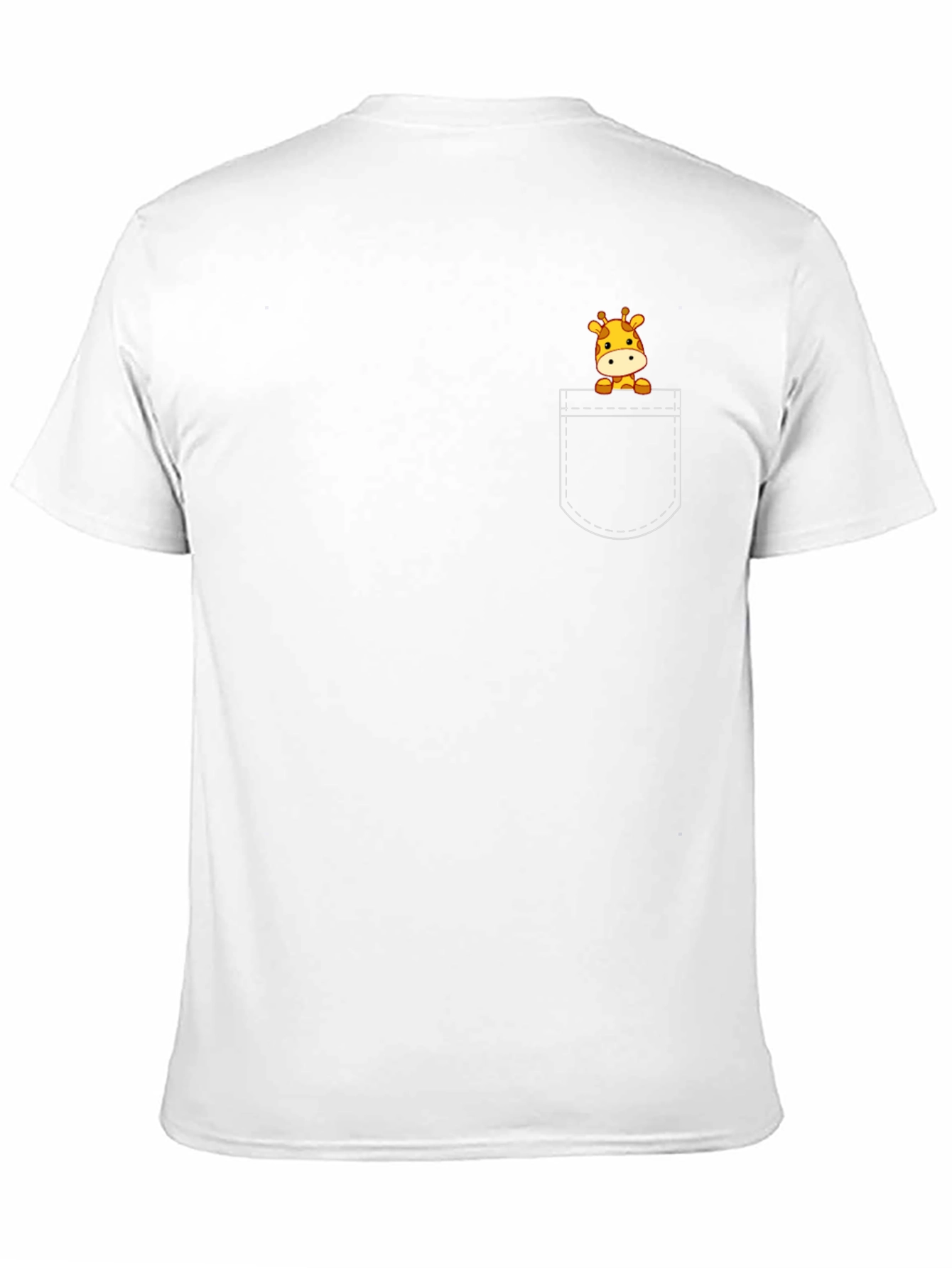 Giraffe Pocket Tee - Cute Cartoon Animal Shirt