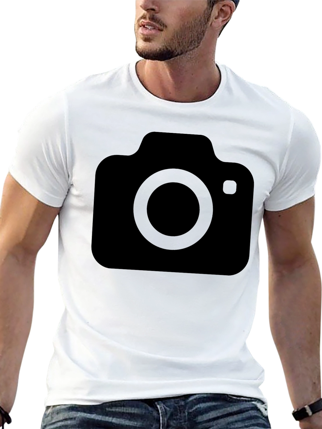 Black Graphic Tee with Camera Icon