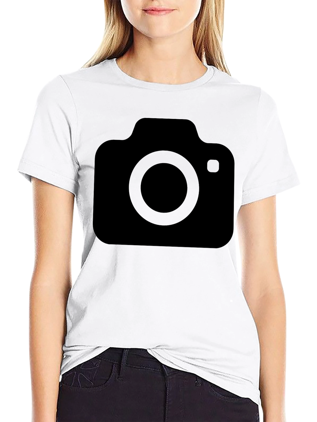 Black Graphic Tee with Camera Icon