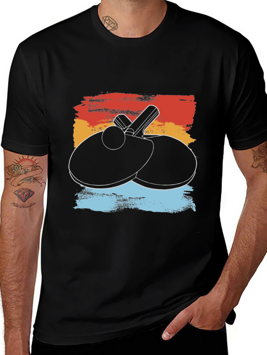 Retro Table Tennis T-Shirt - Paddle & Ball Graphic Tee
