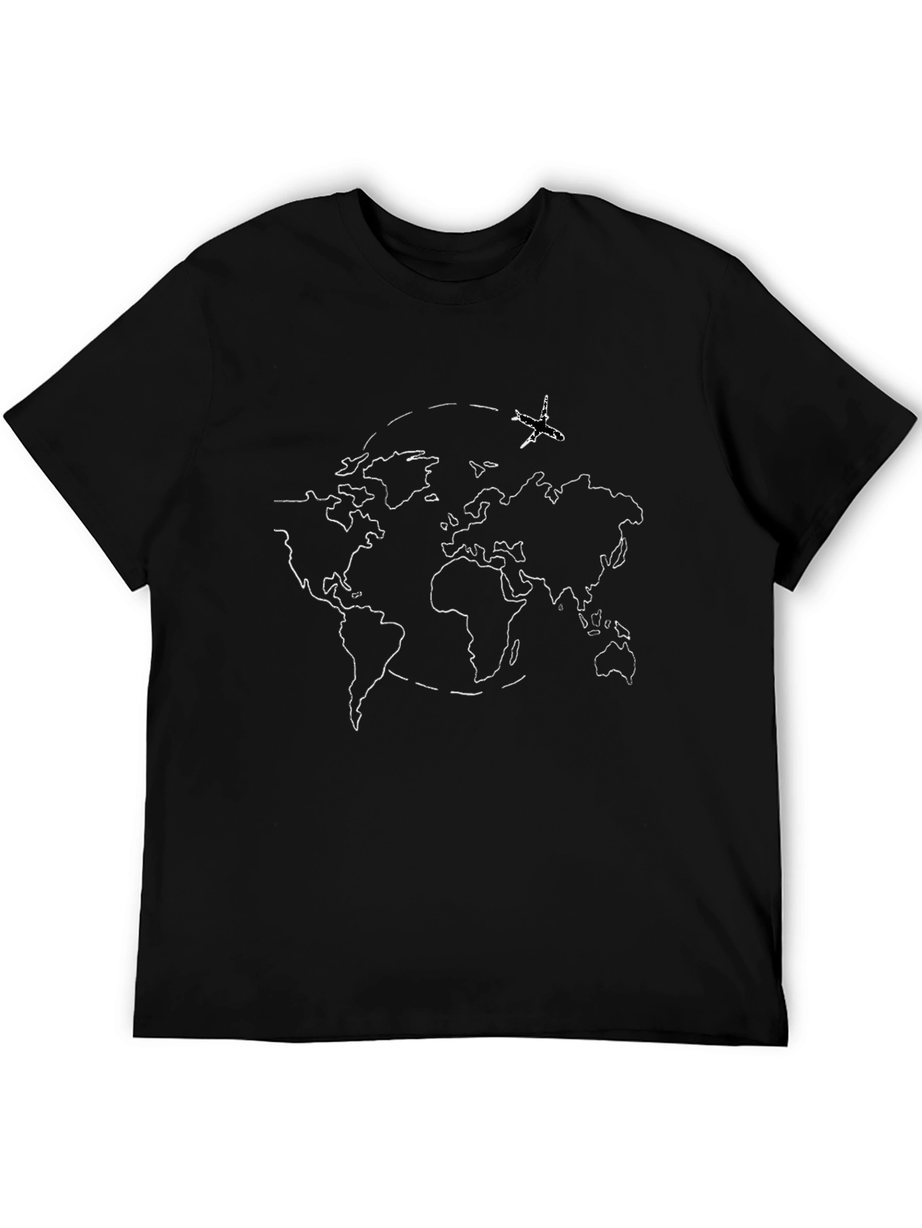 Global Adventure Tee: World Map Airplane Graphic