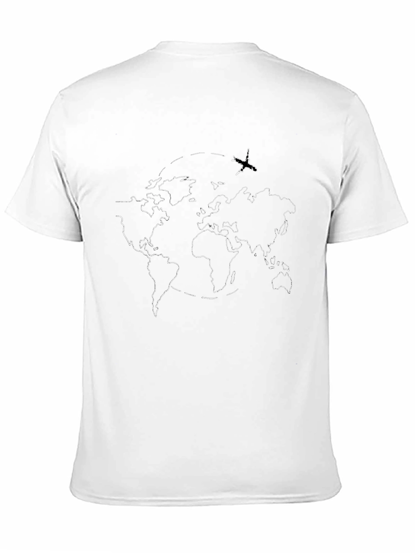 Global Adventure Tee: World Map Airplane Graphic