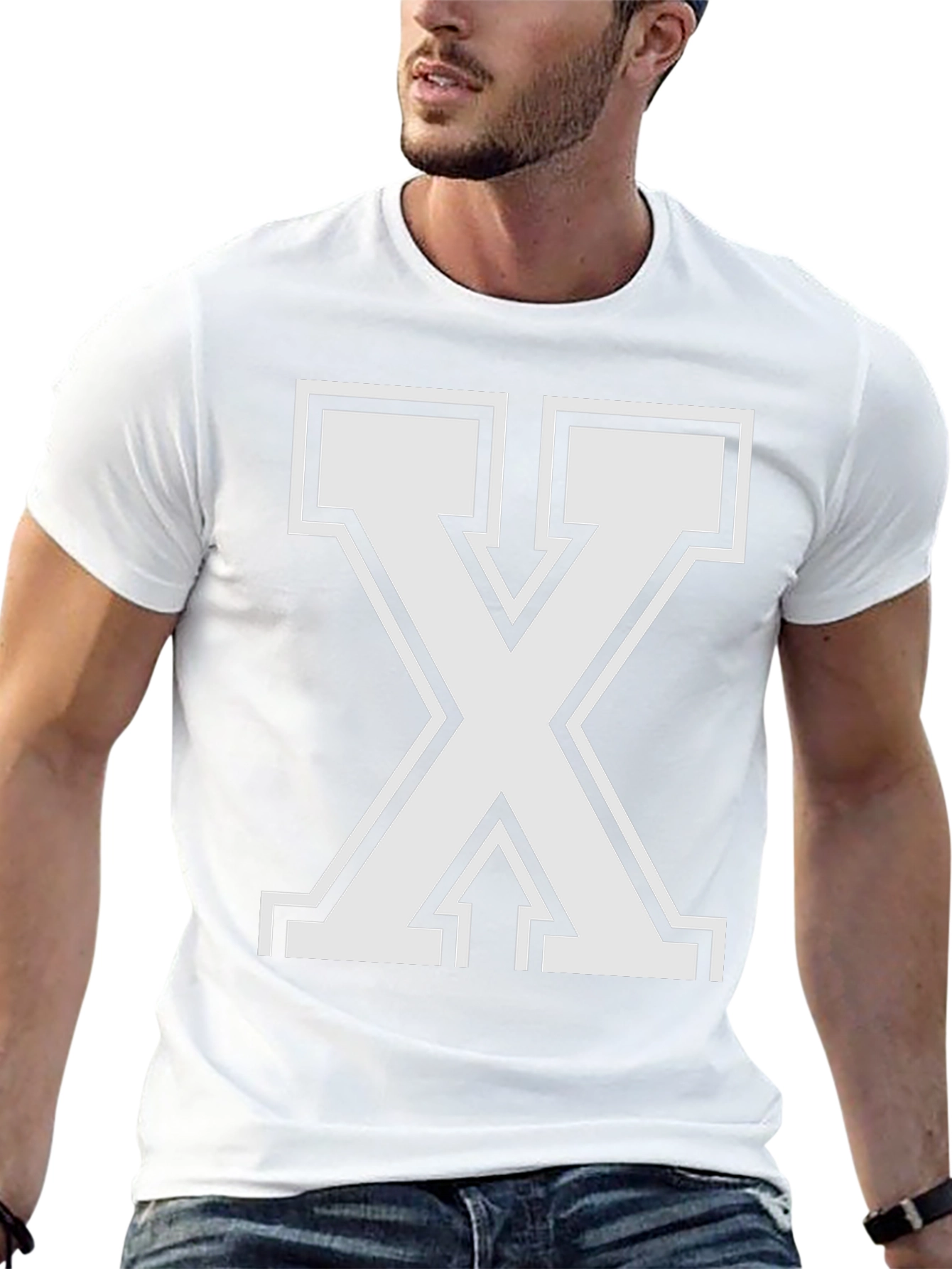 Bold Letter X Graphic Tee - Black Cotton Blend