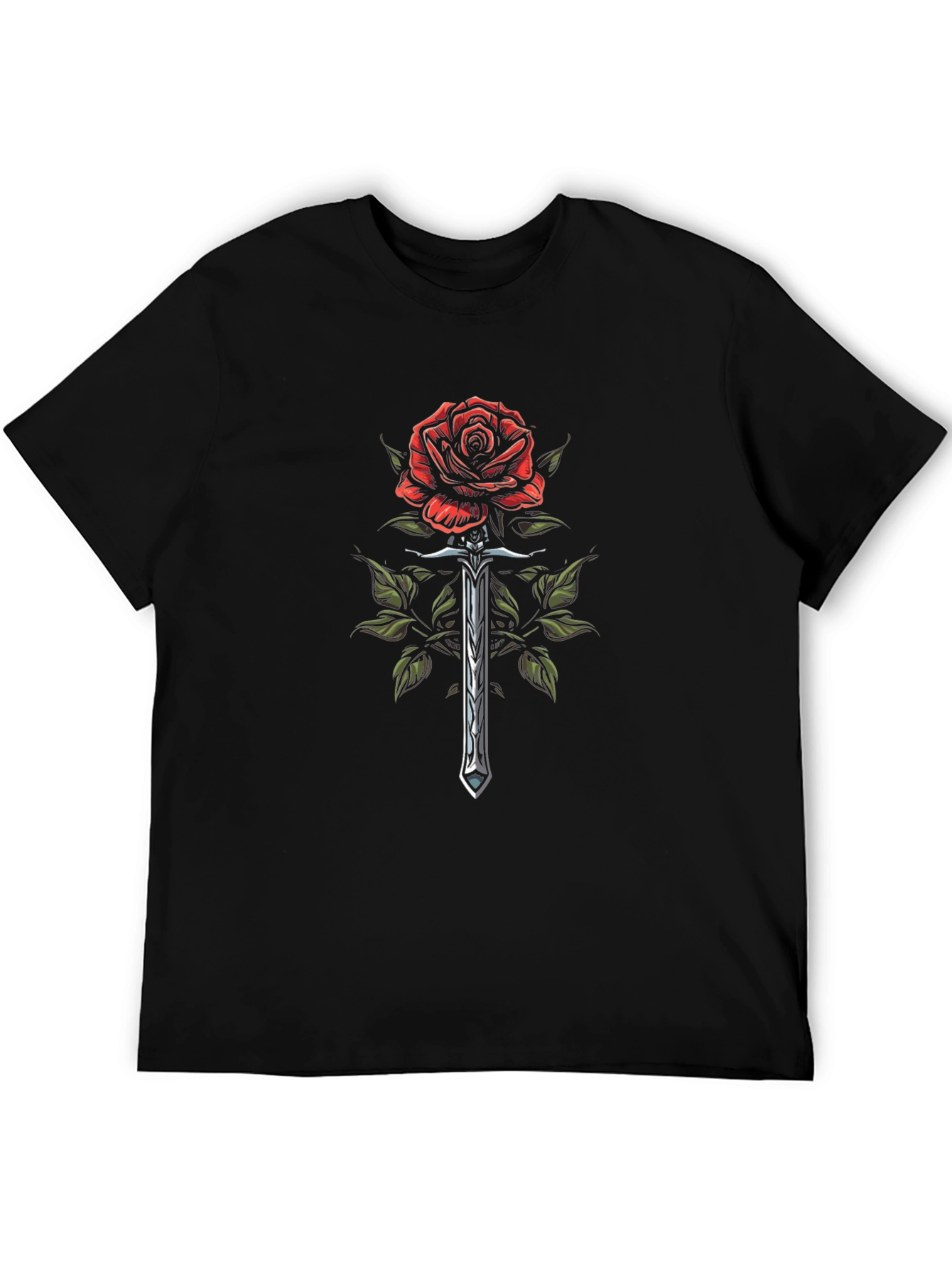 Rose & Sword Graphic T-Shirt - Black