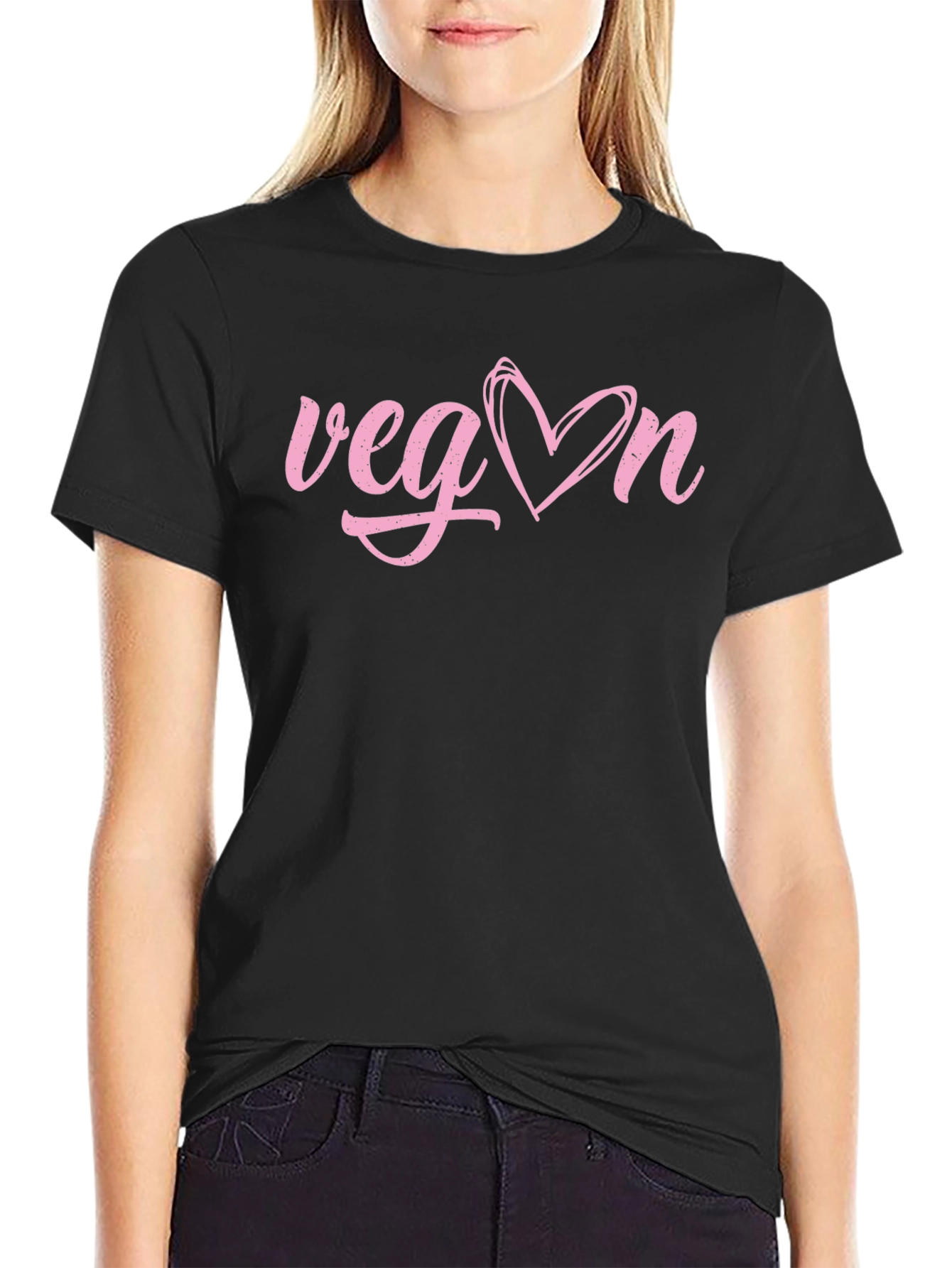 Vegan Heart Graphic Tee - Black