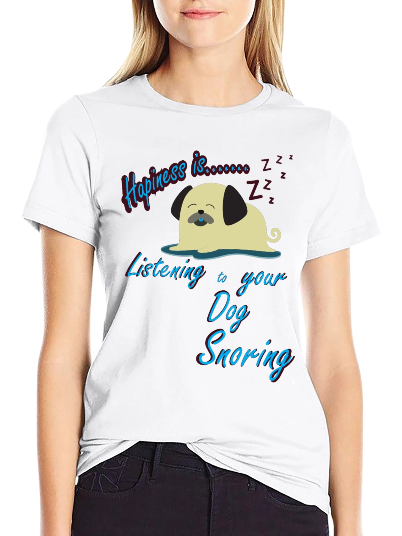 Happiness is Dog Snoring Graphic Tee