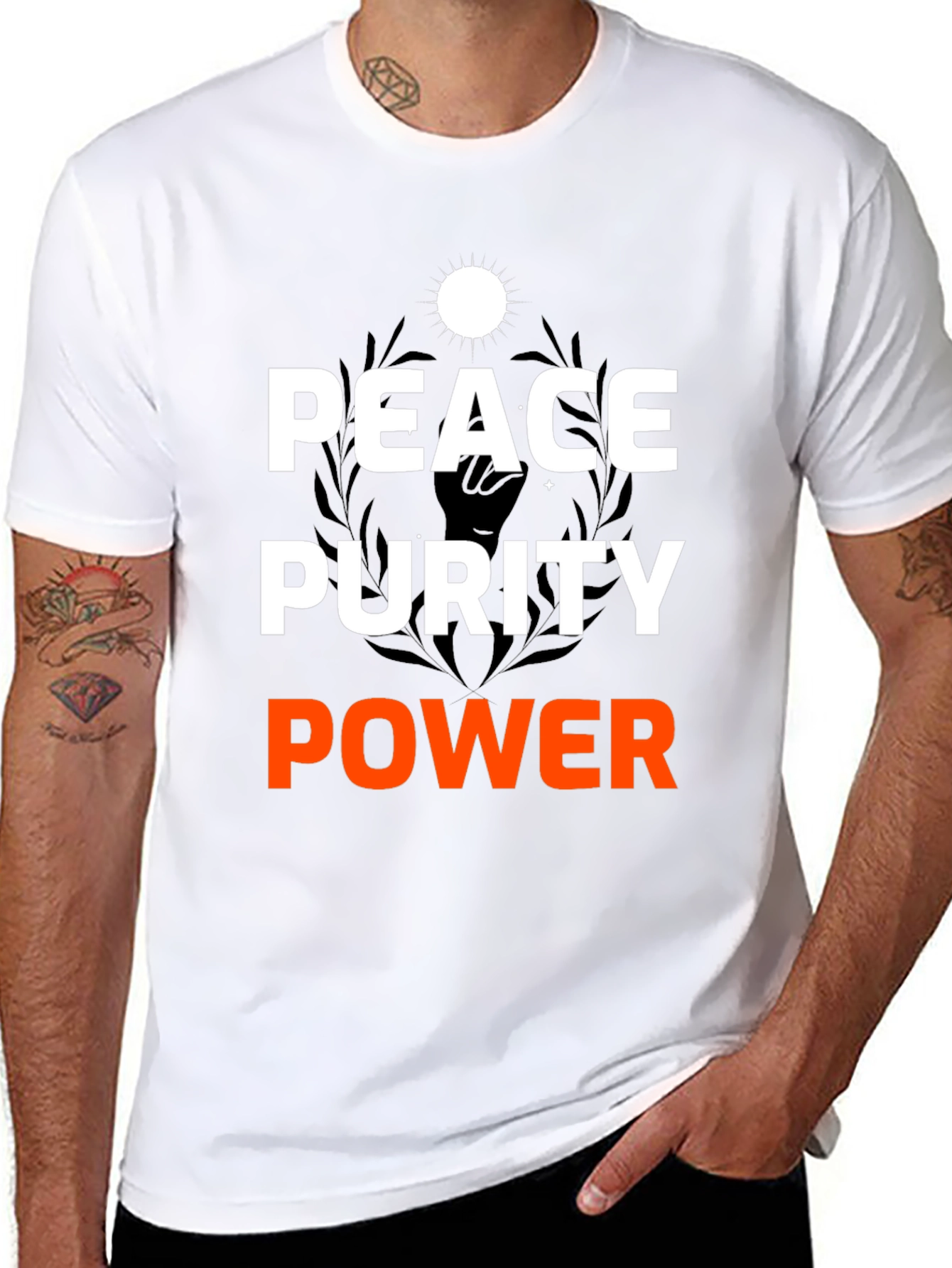 Peace Purity Power Graphic Tee - Black