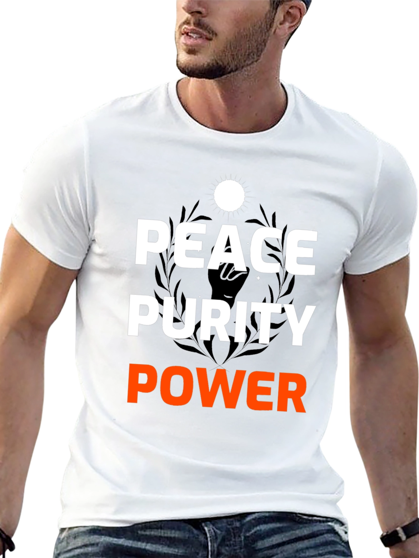 Peace Purity Power Graphic Tee - Black
