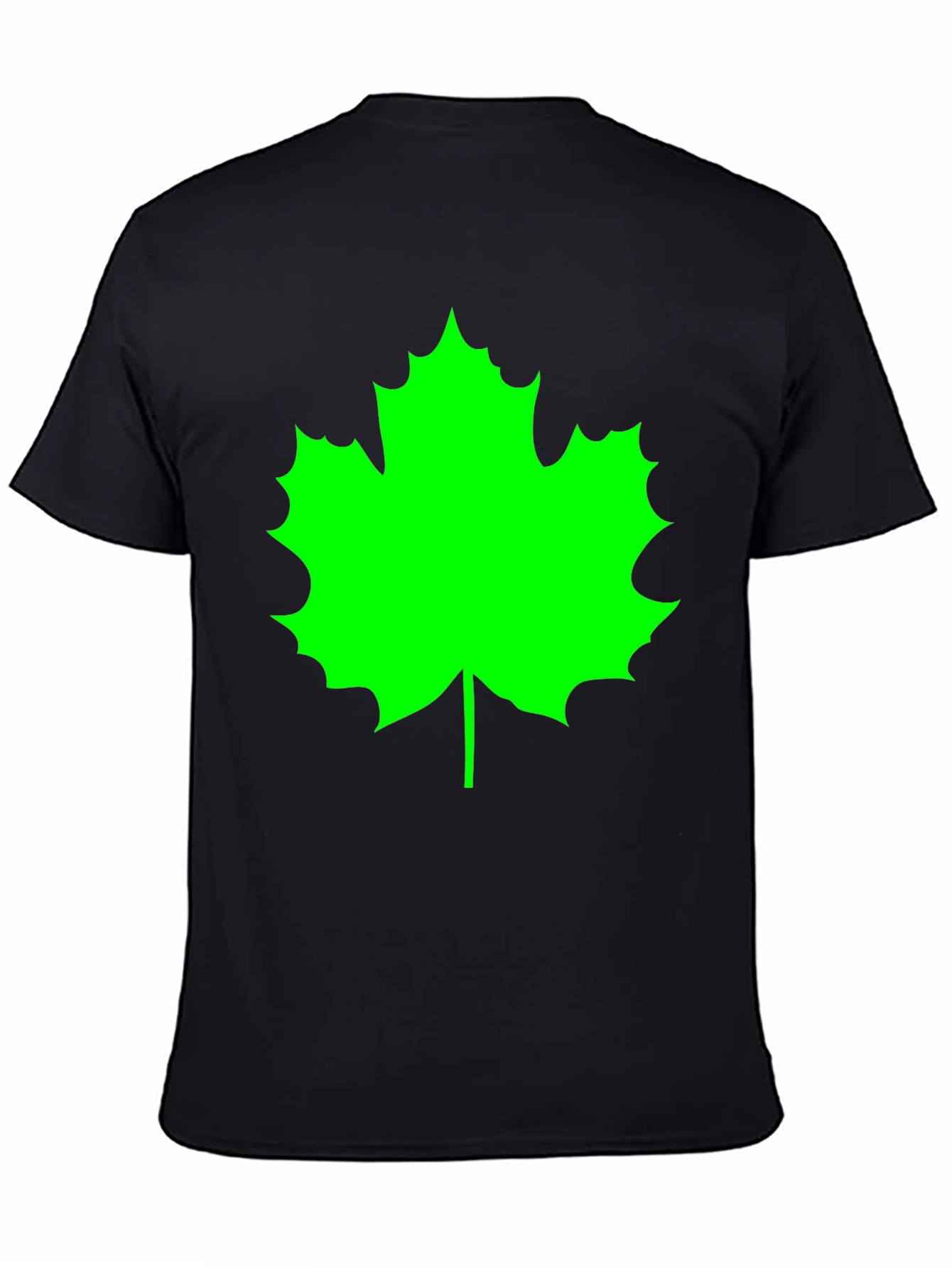 Green Maple Leaf Black T-Shirt