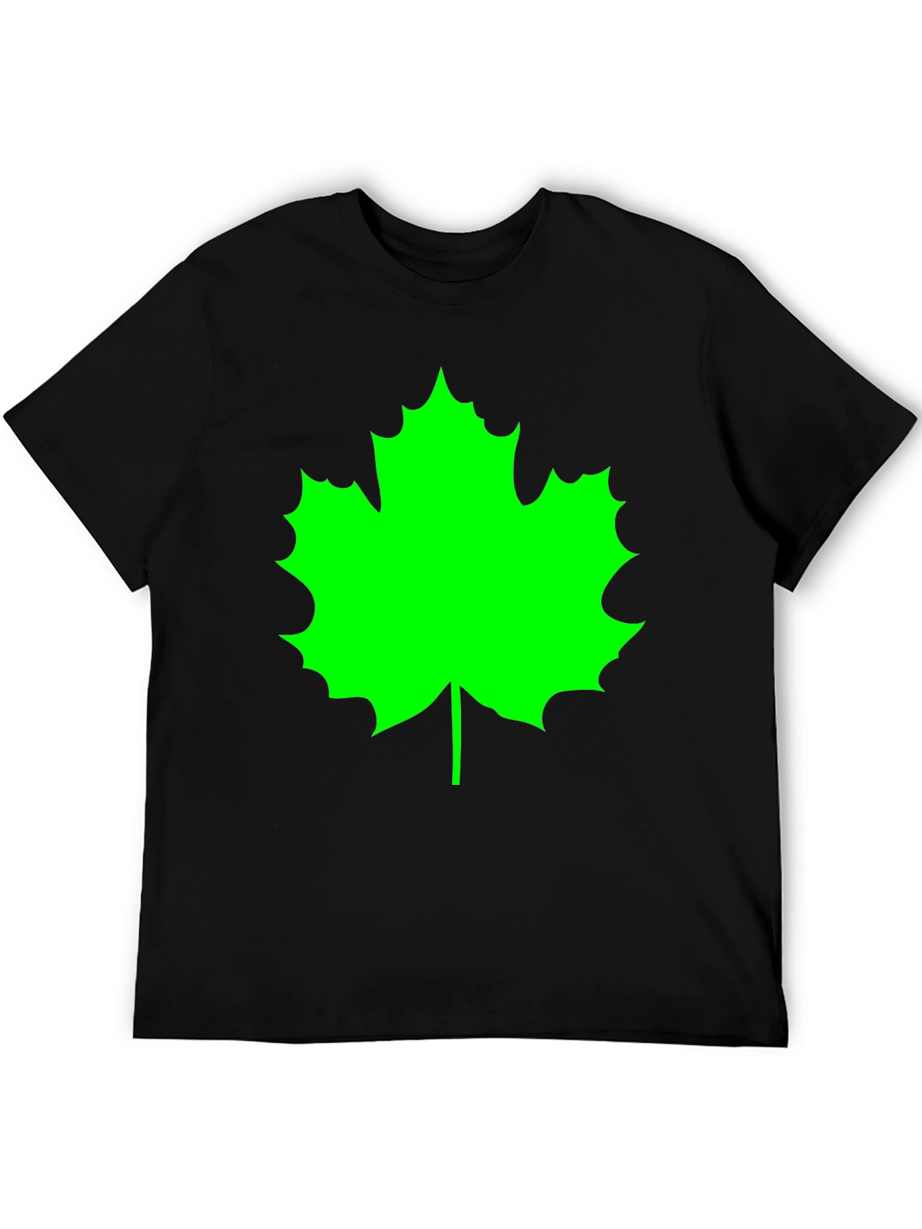 Green Maple Leaf Black T-Shirt