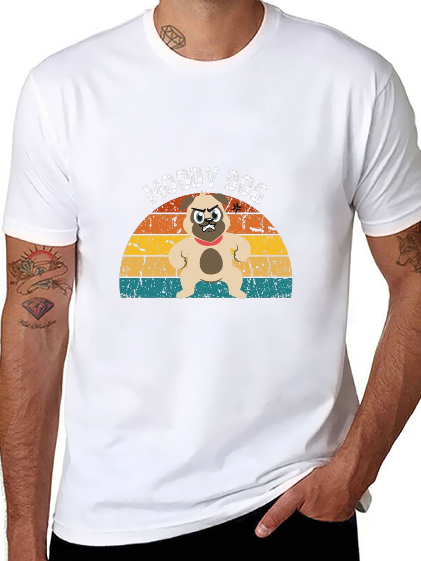 Moody Dog Retro Graphic T-Shirt