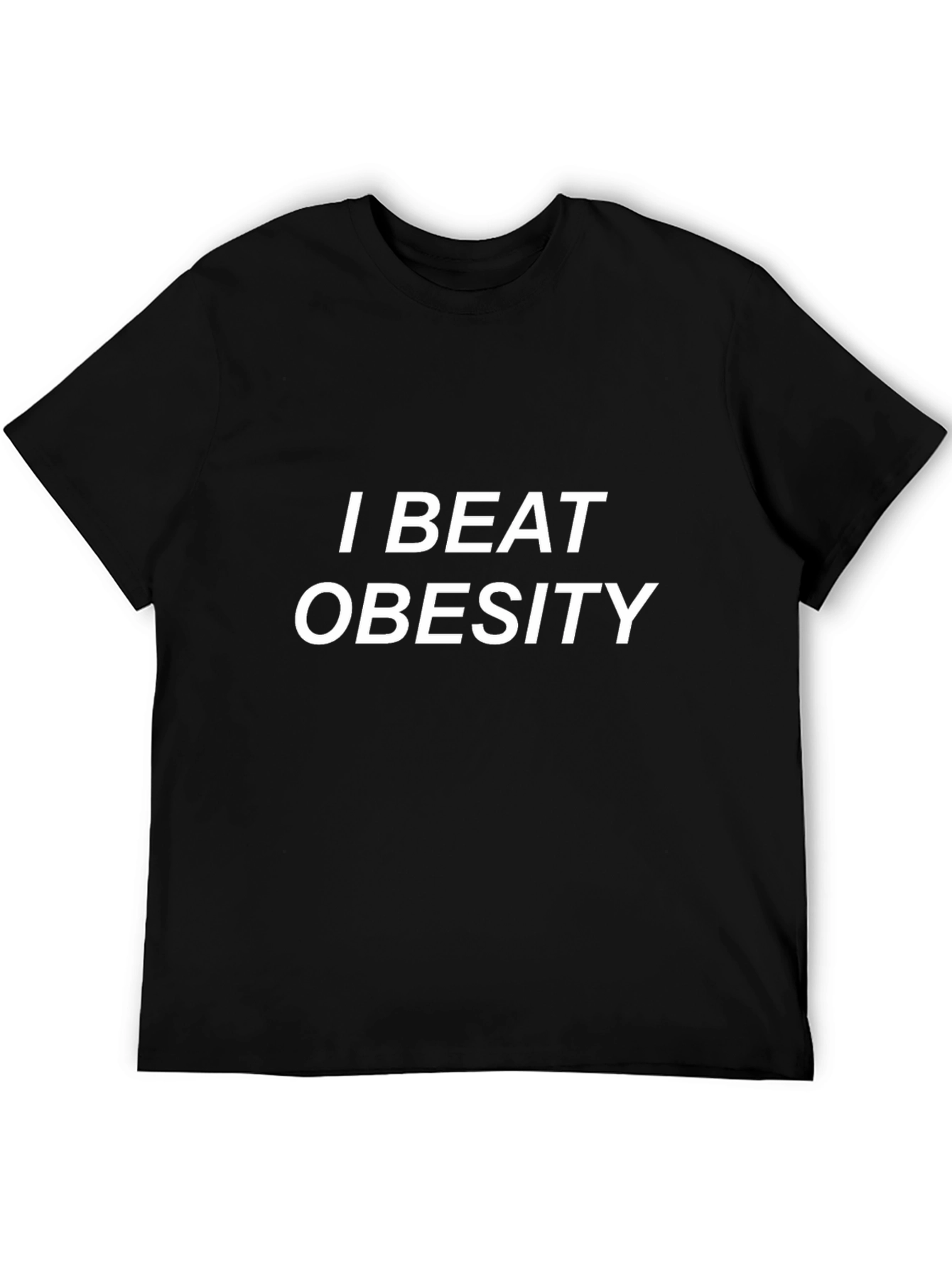 I Beat Obesity Black T-Shirt