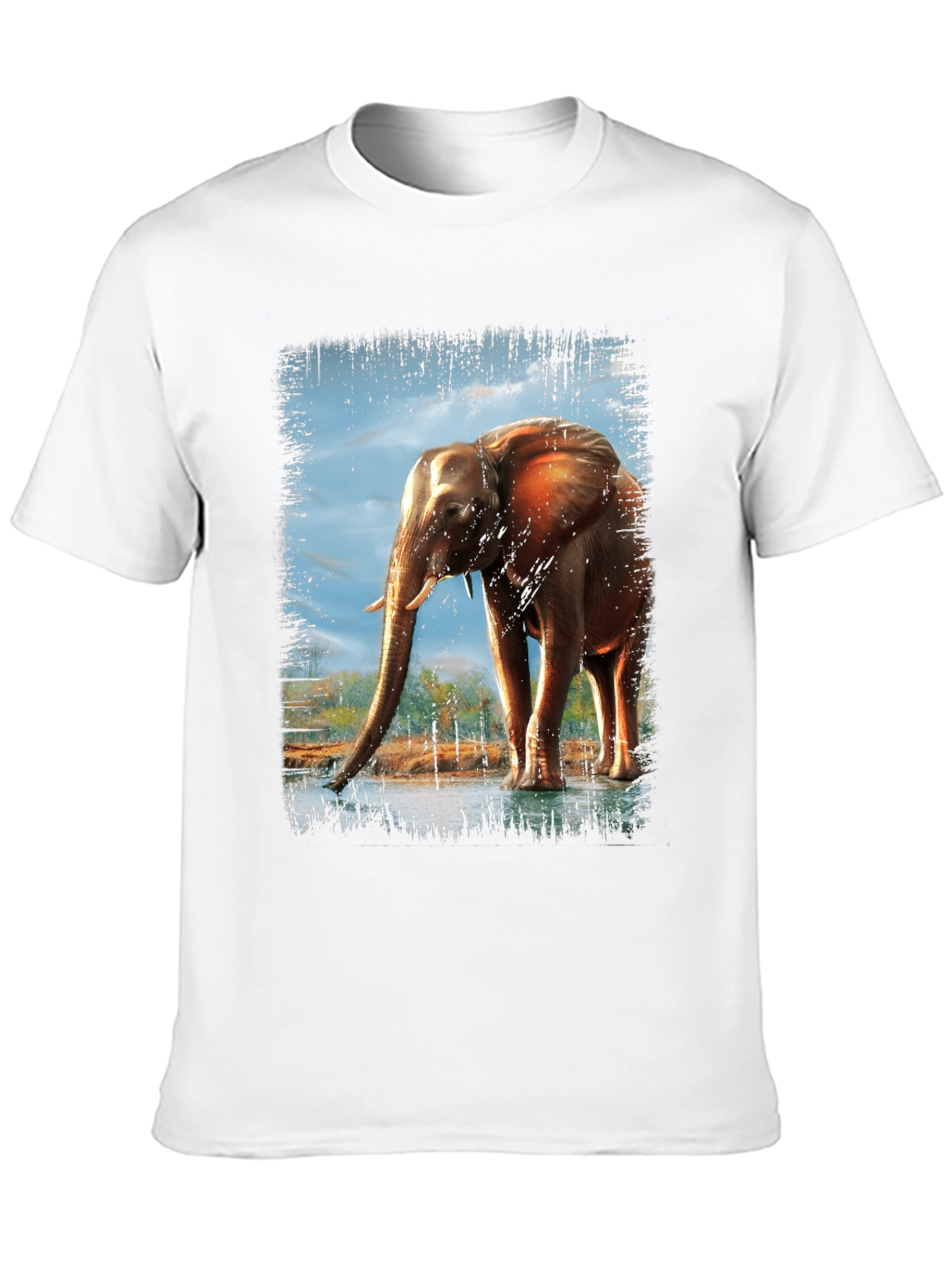 Elephant Graphic Print Crew Neck T-Shirt