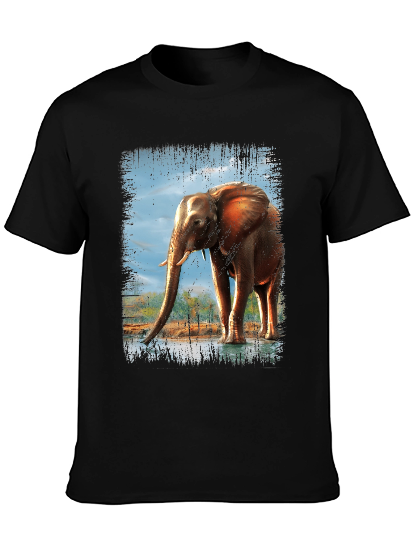 Elephant Graphic Print Crew Neck T-Shirt