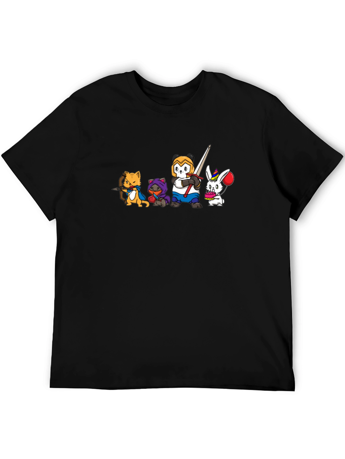 Animal Character Squad Black Graphic Tee