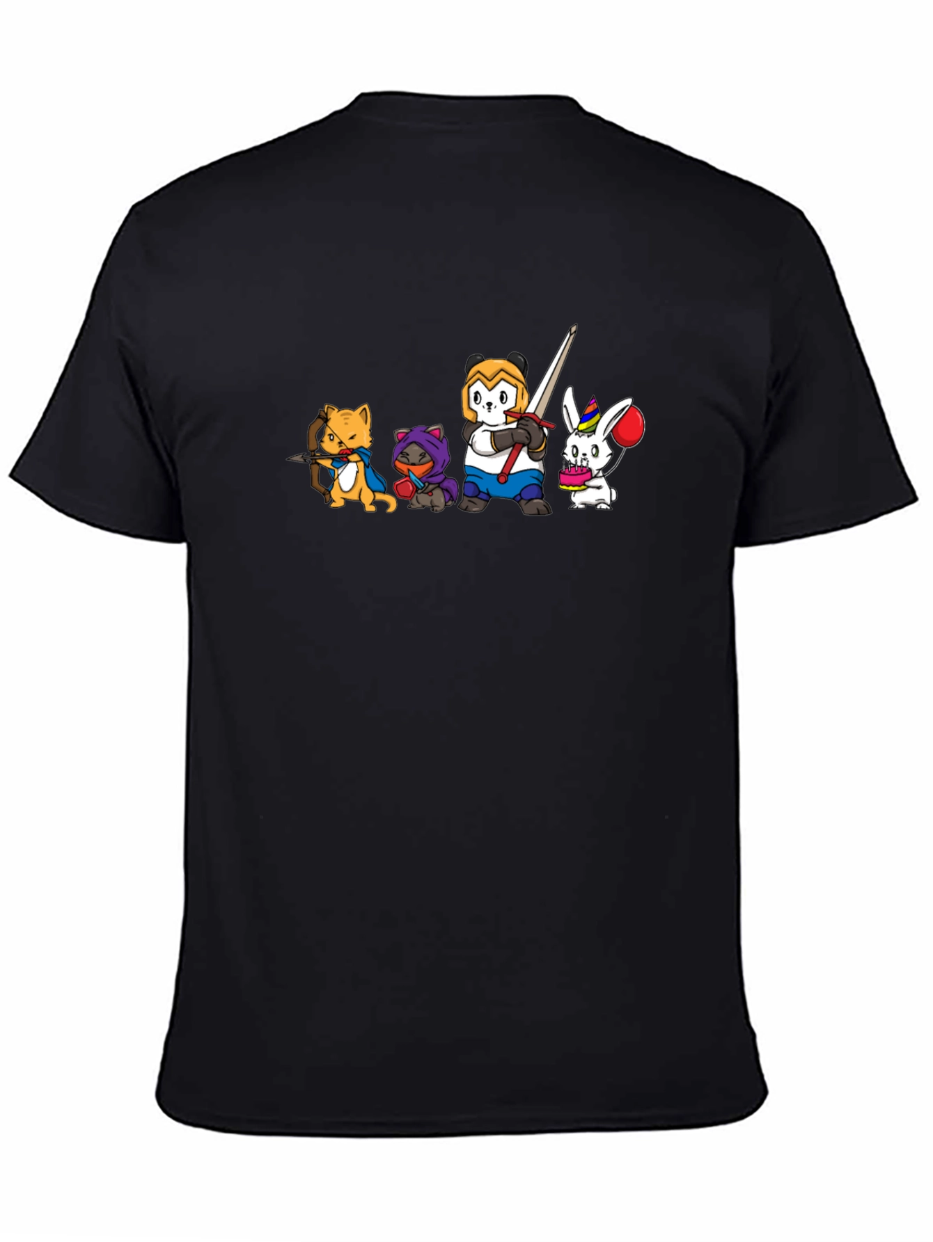 Animal Character Squad Black Graphic Tee