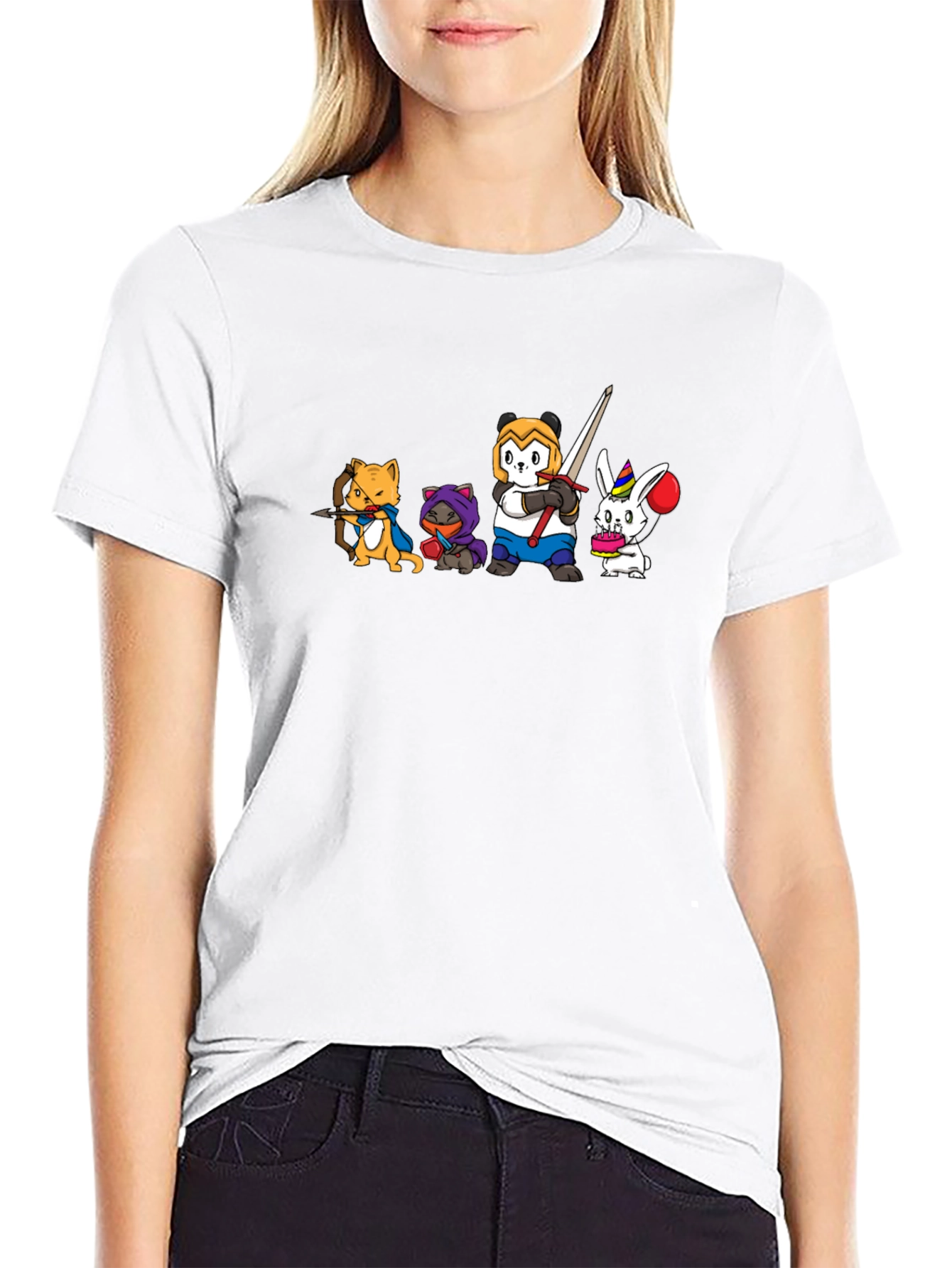 Animal Character Squad Black Graphic Tee