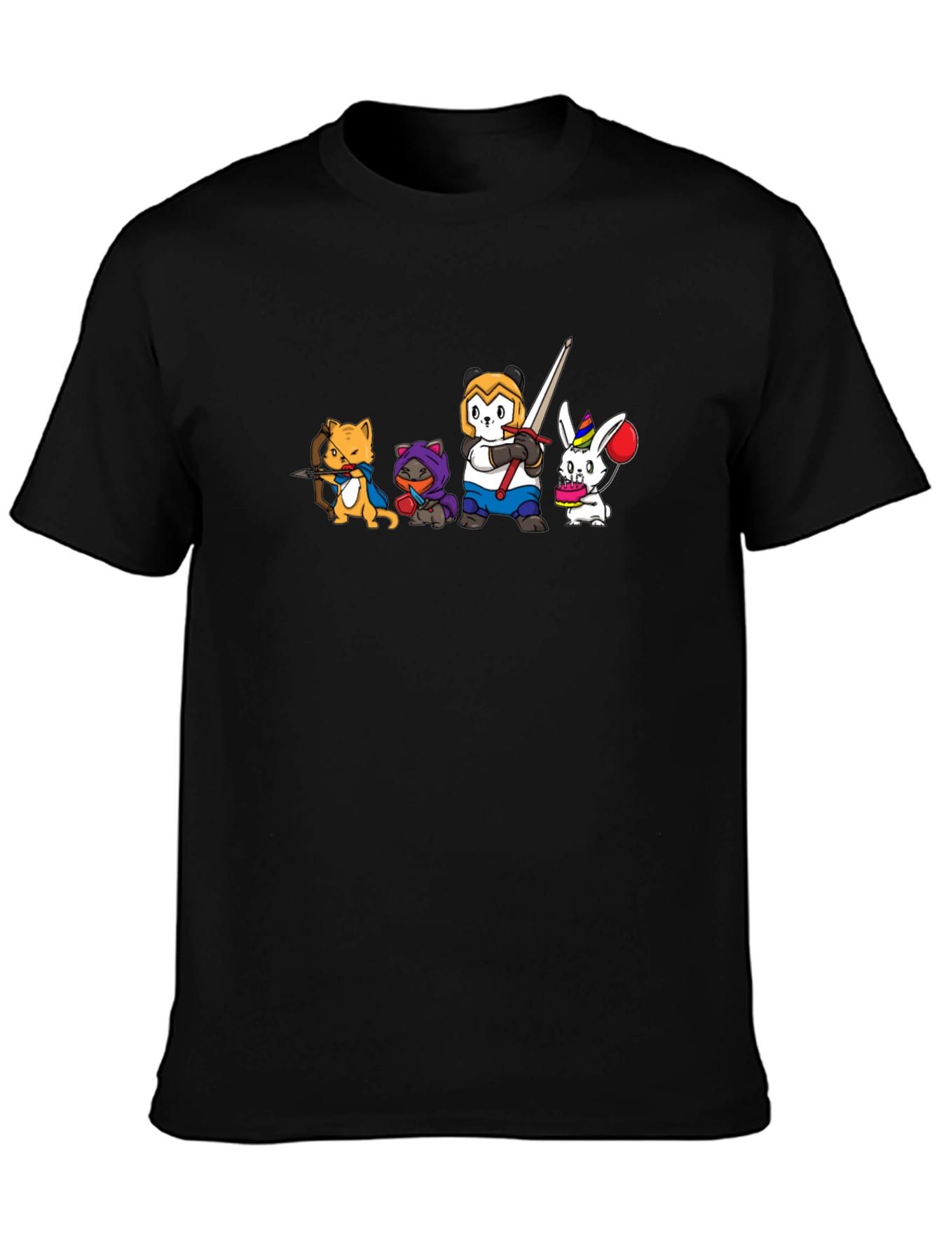 Animal Character Squad Black Graphic Tee