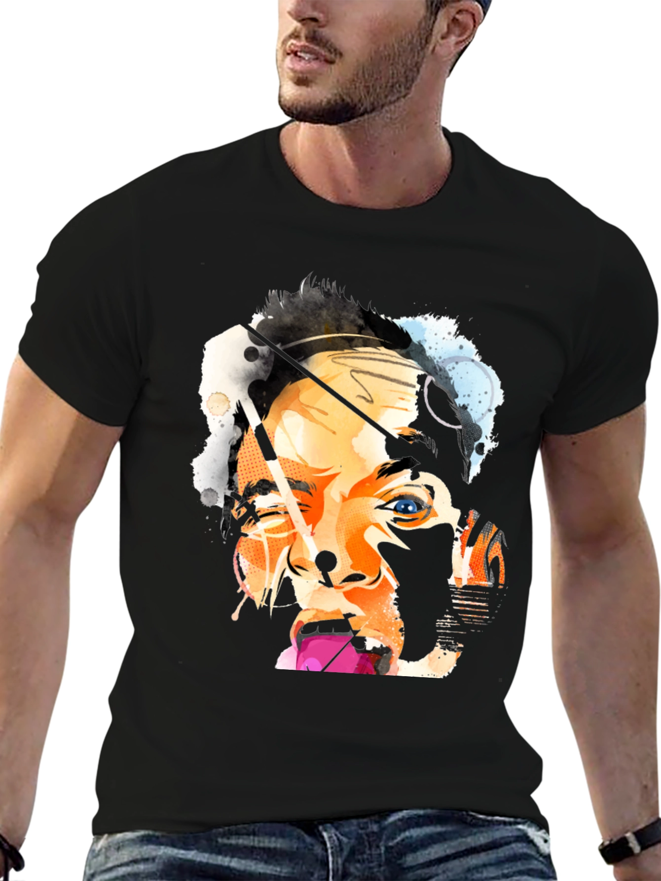 Abstract Portrait Black T-Shirt