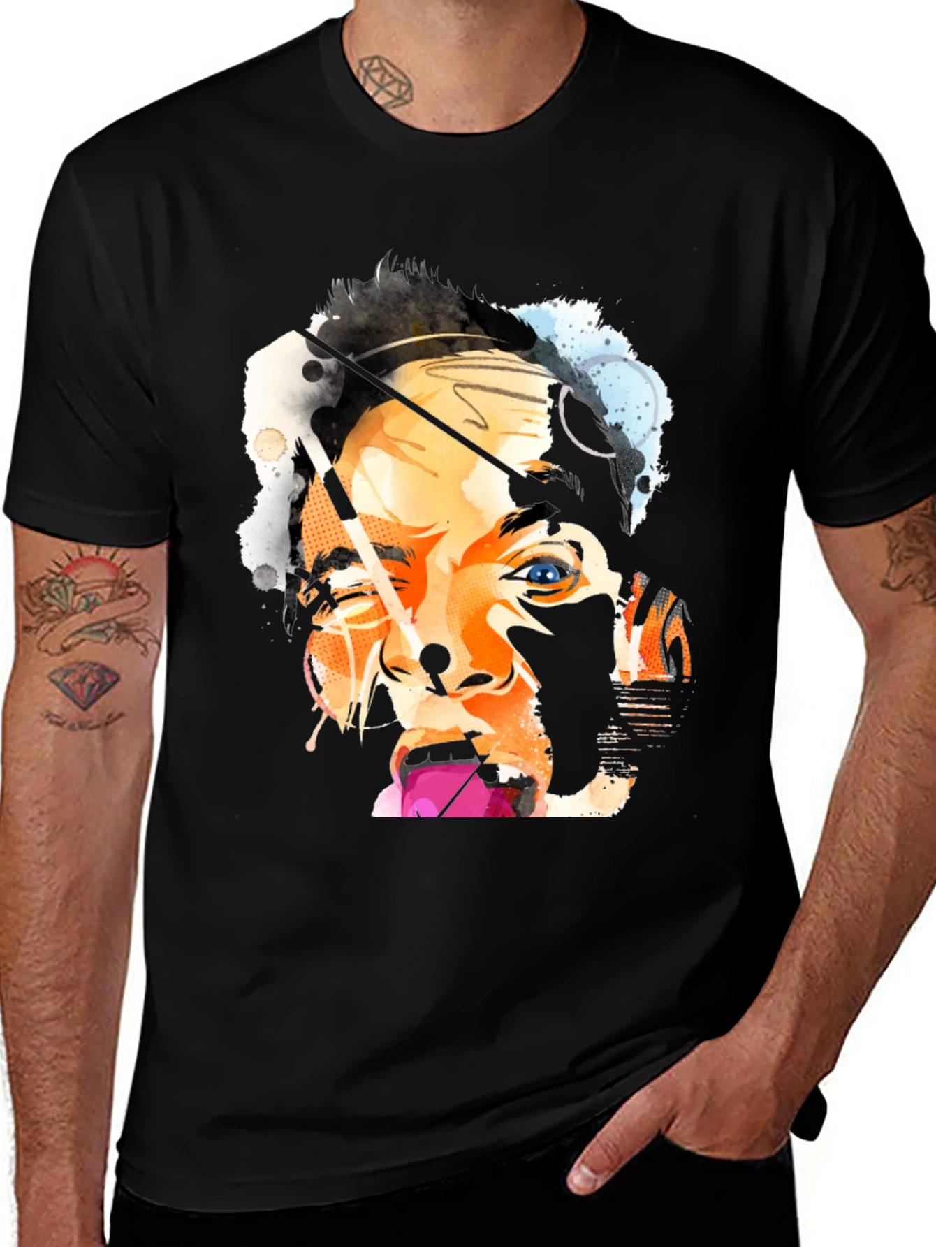 Abstract Portrait Black T-Shirt