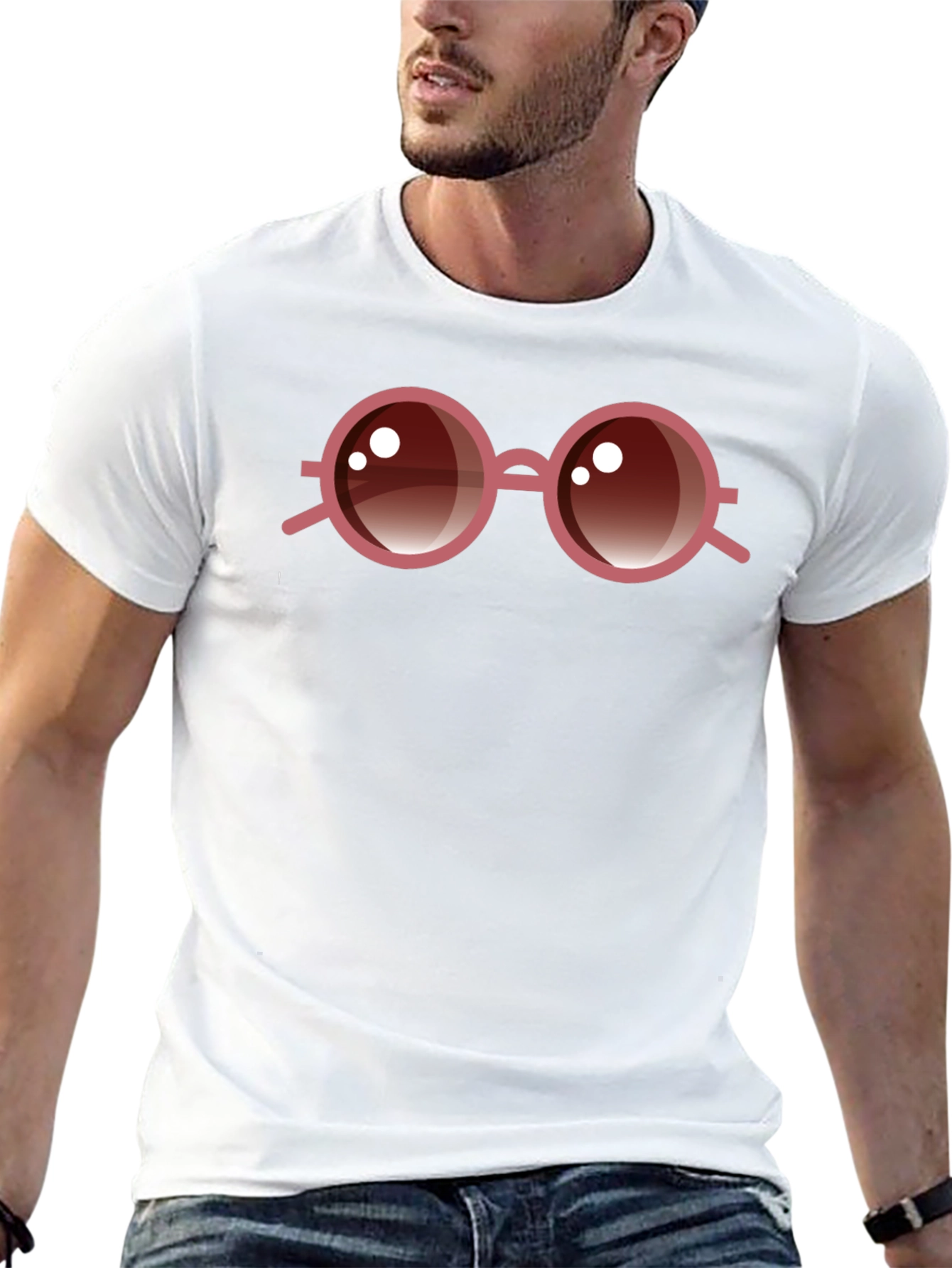 Round Glasses Graphic Tee - Cool & Stylish!