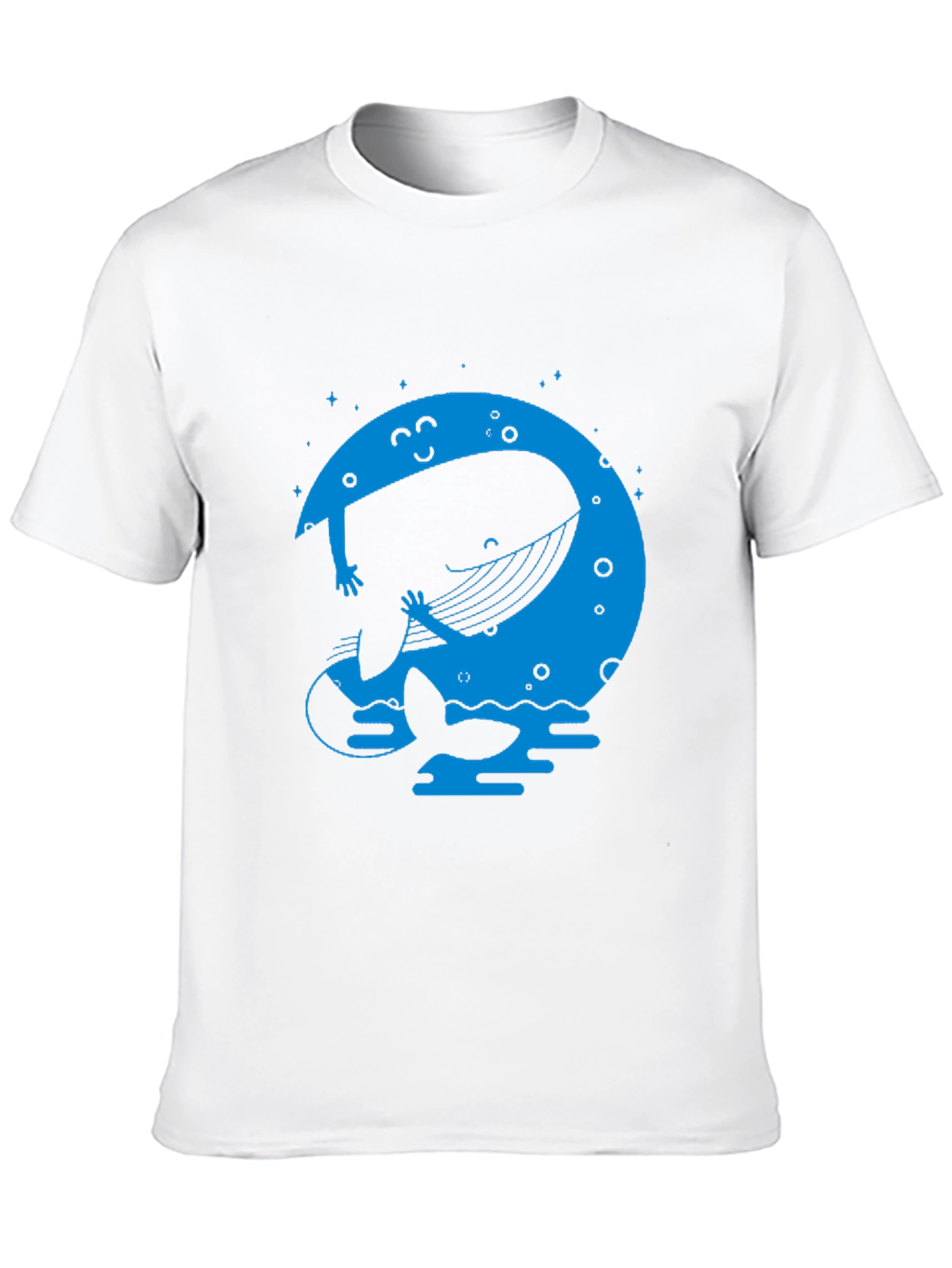 Whimsical Whale & Moon Graphic Tee - Black