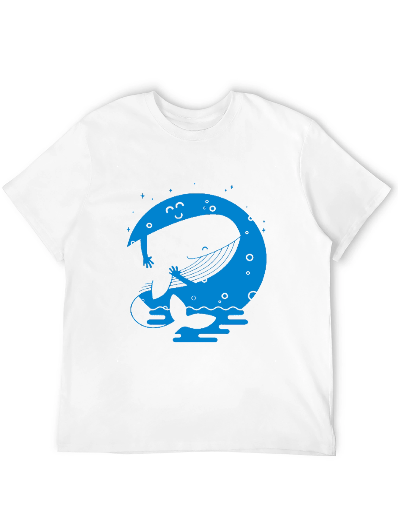 Whimsical Whale & Moon Graphic Tee - Black