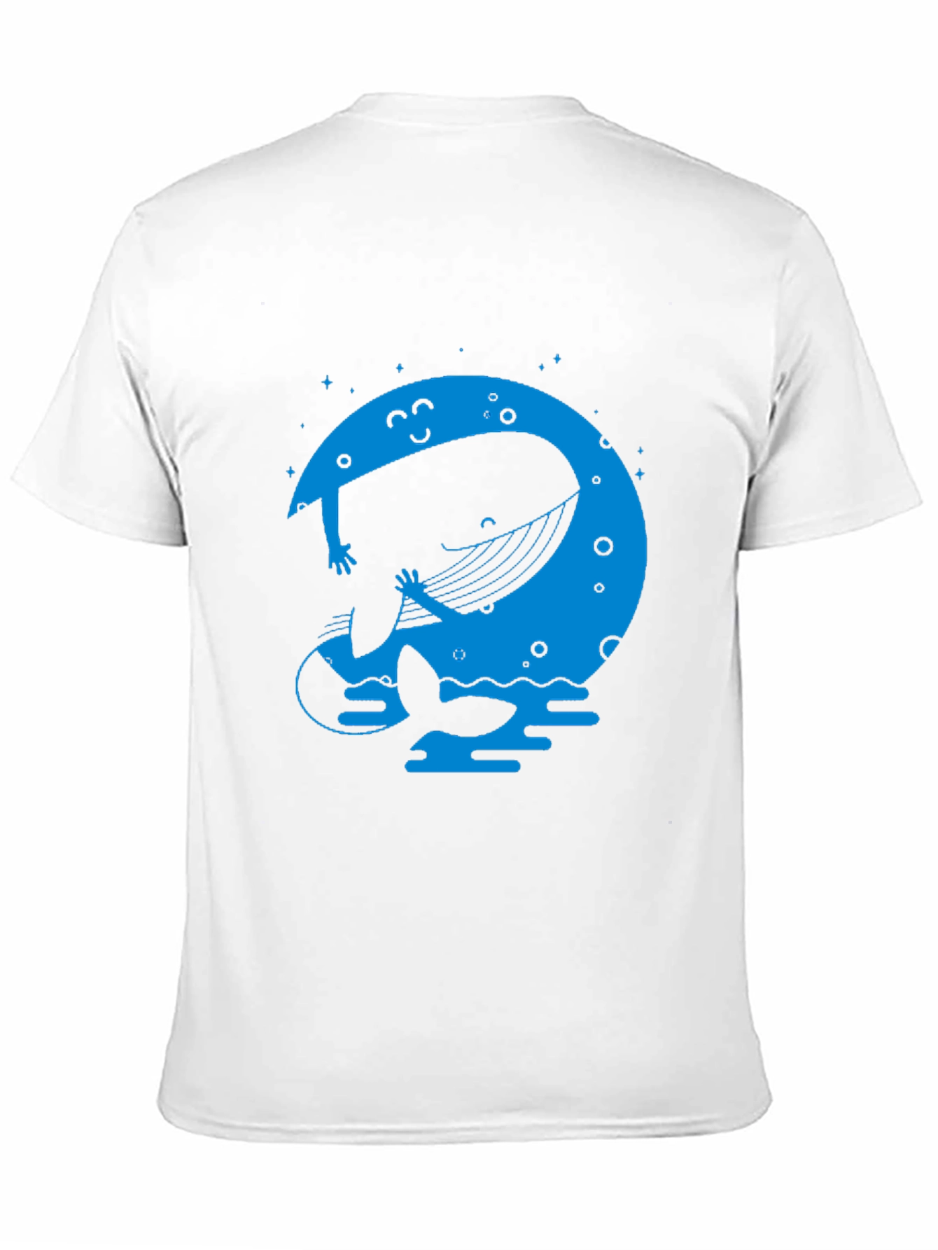 Whimsical Whale & Moon Graphic Tee - Black