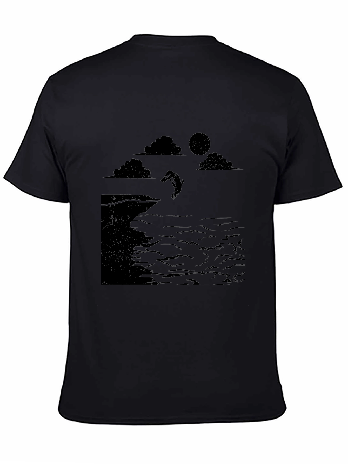 Black Cliff Diver Graphic Tee - Unique Design
