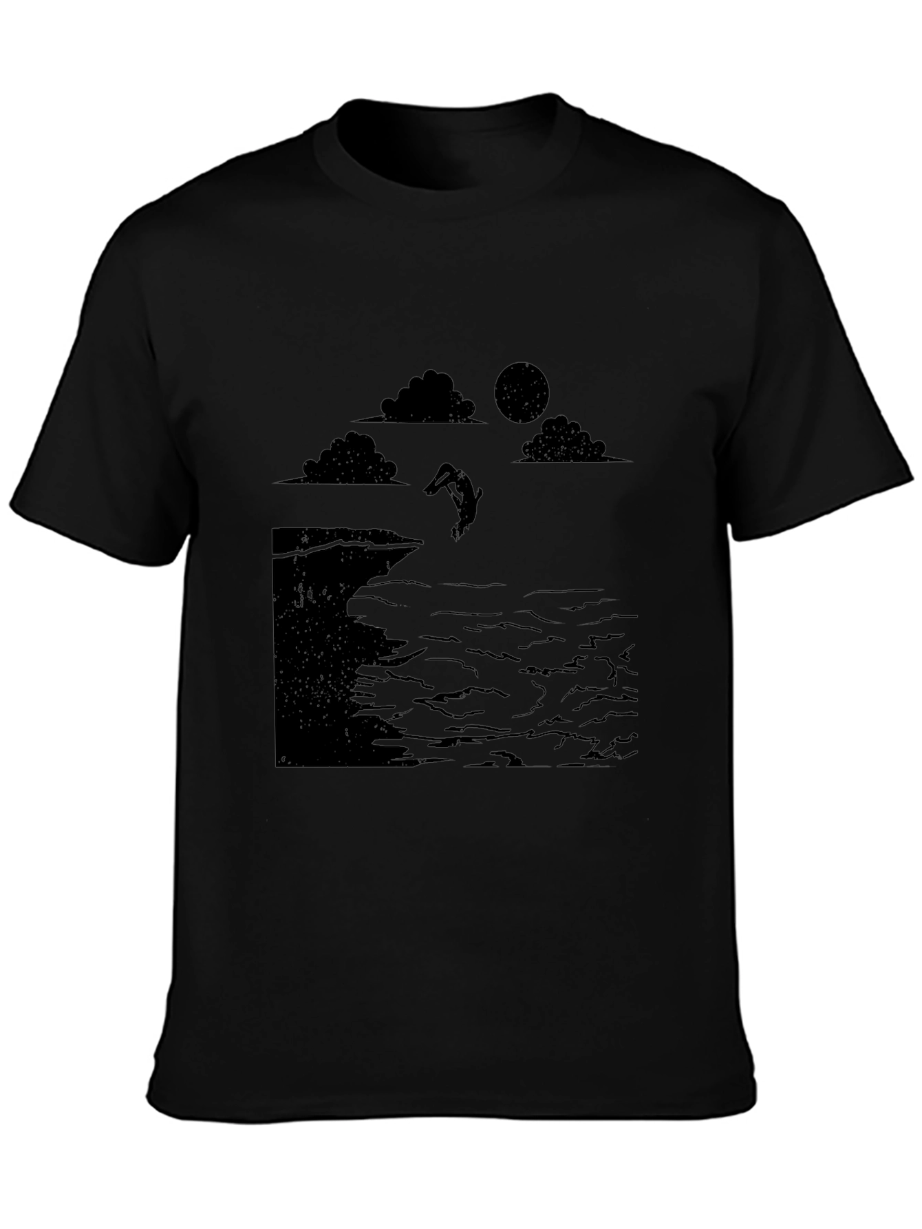 Black Cliff Diver Graphic Tee - Unique Design