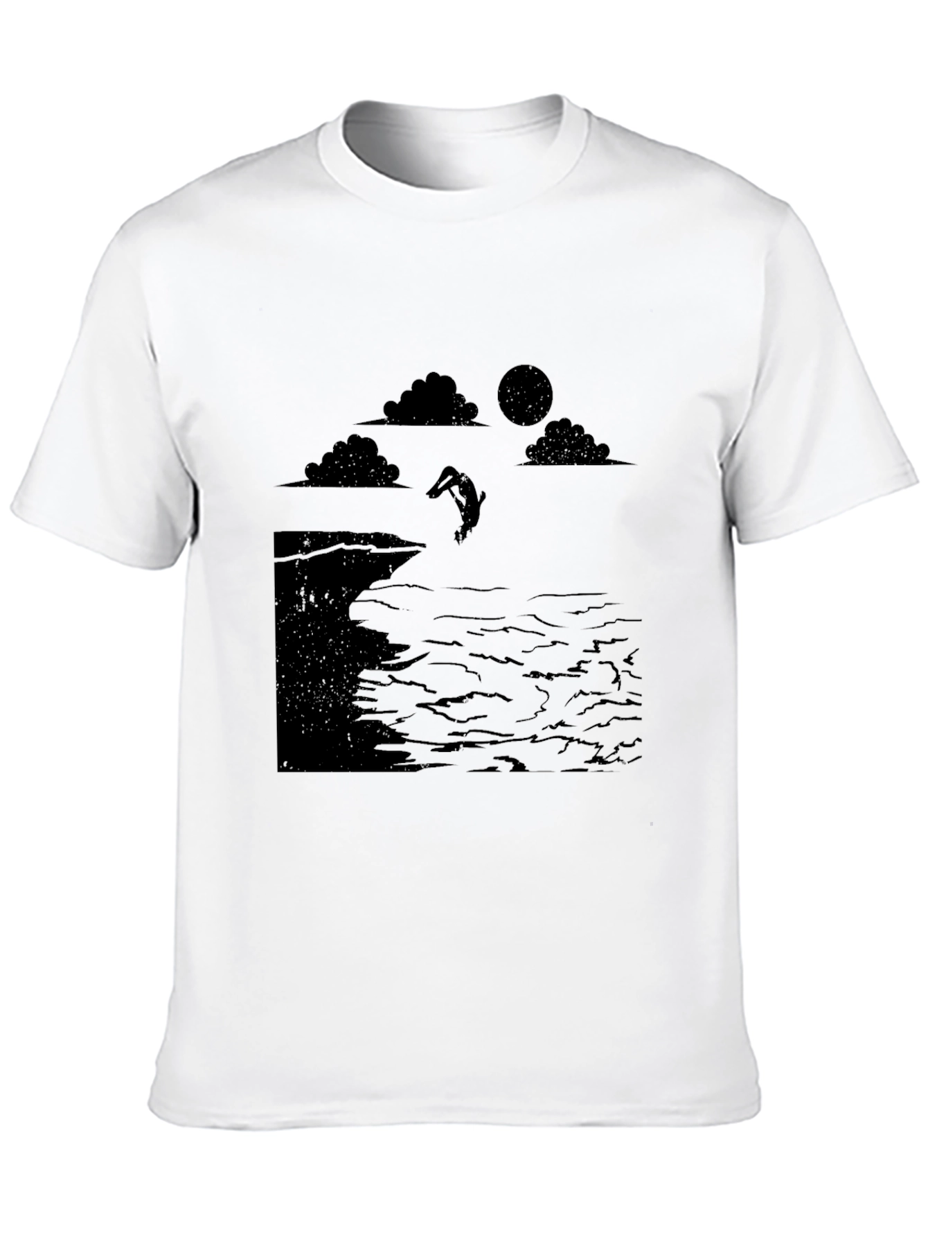 Black Cliff Diver Graphic Tee - Unique Design