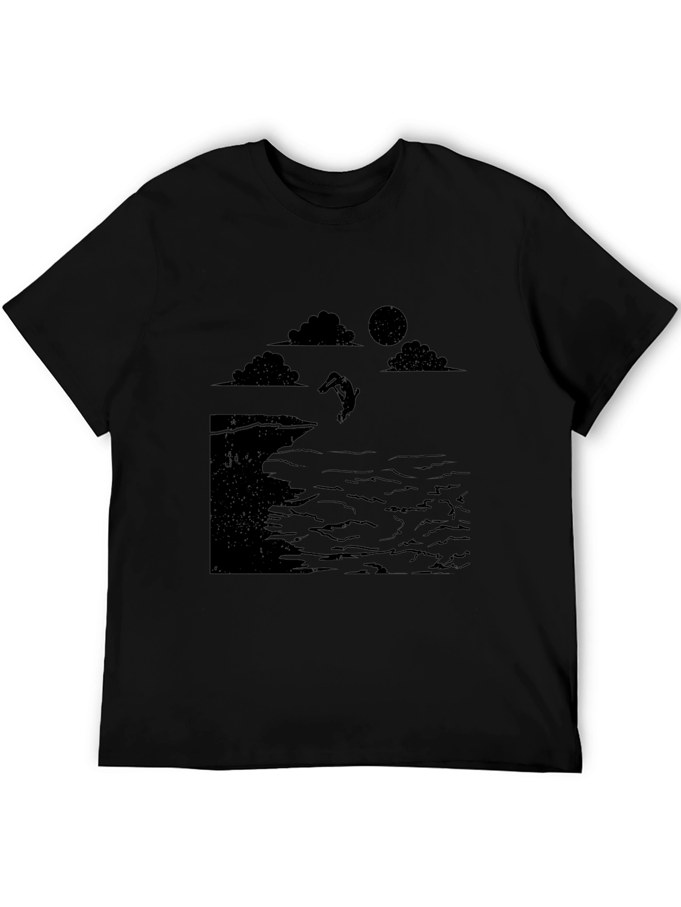 Black Cliff Diver Graphic Tee - Unique Design