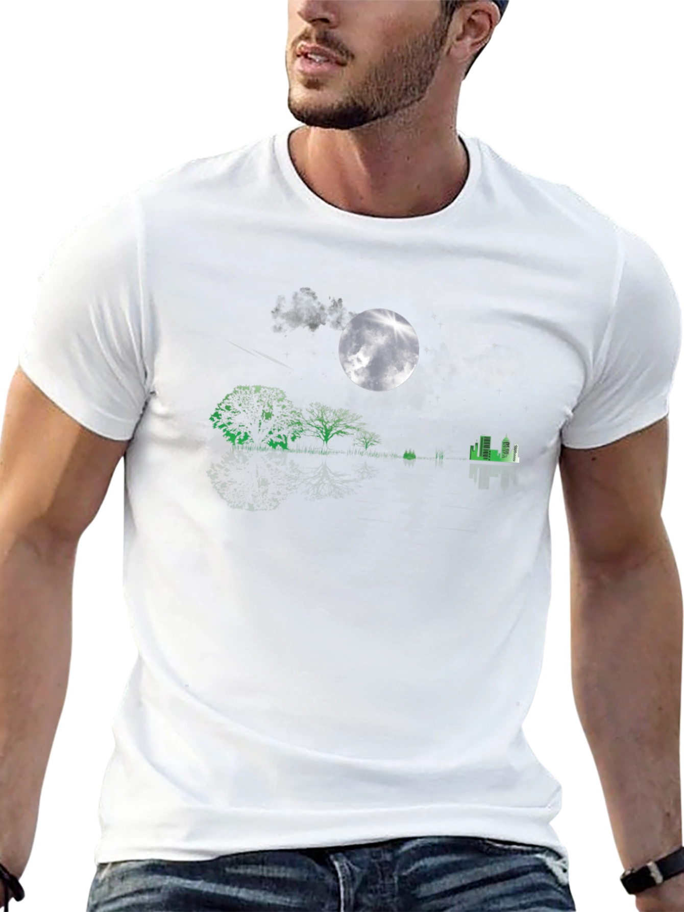 Nightscape Graphic Tee - Moonlit Cityscape