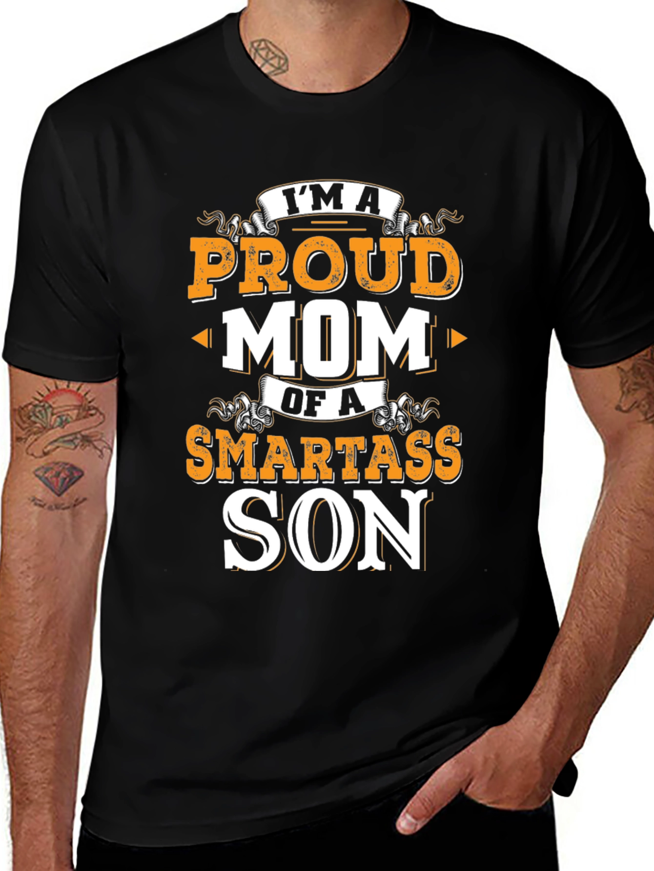 Proud Mom Smartass Son Black T-Shirt