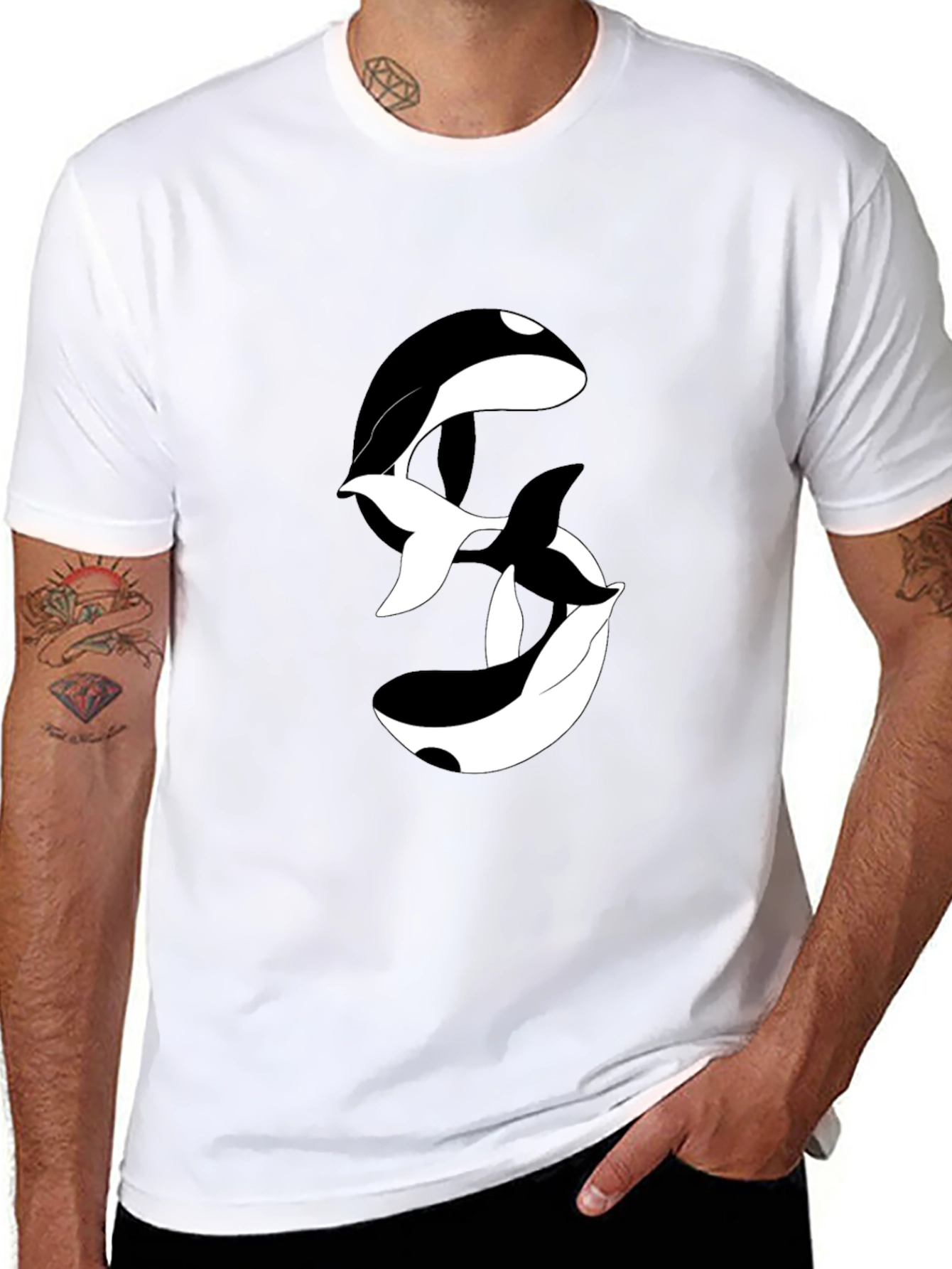 Orca Yin Yang Black Graphic Tee