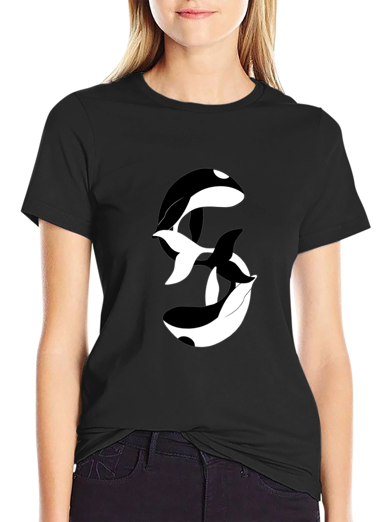 Orca Yin Yang Black Graphic Tee