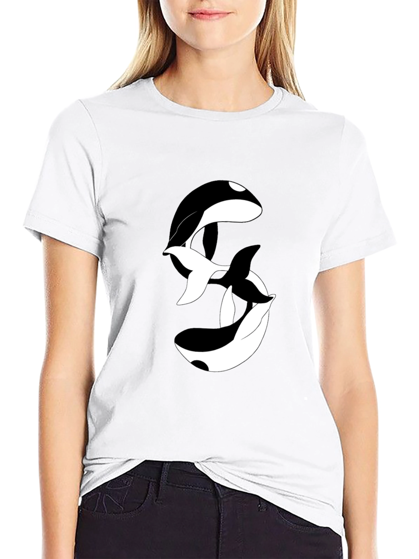 Orca Yin Yang Black Graphic Tee