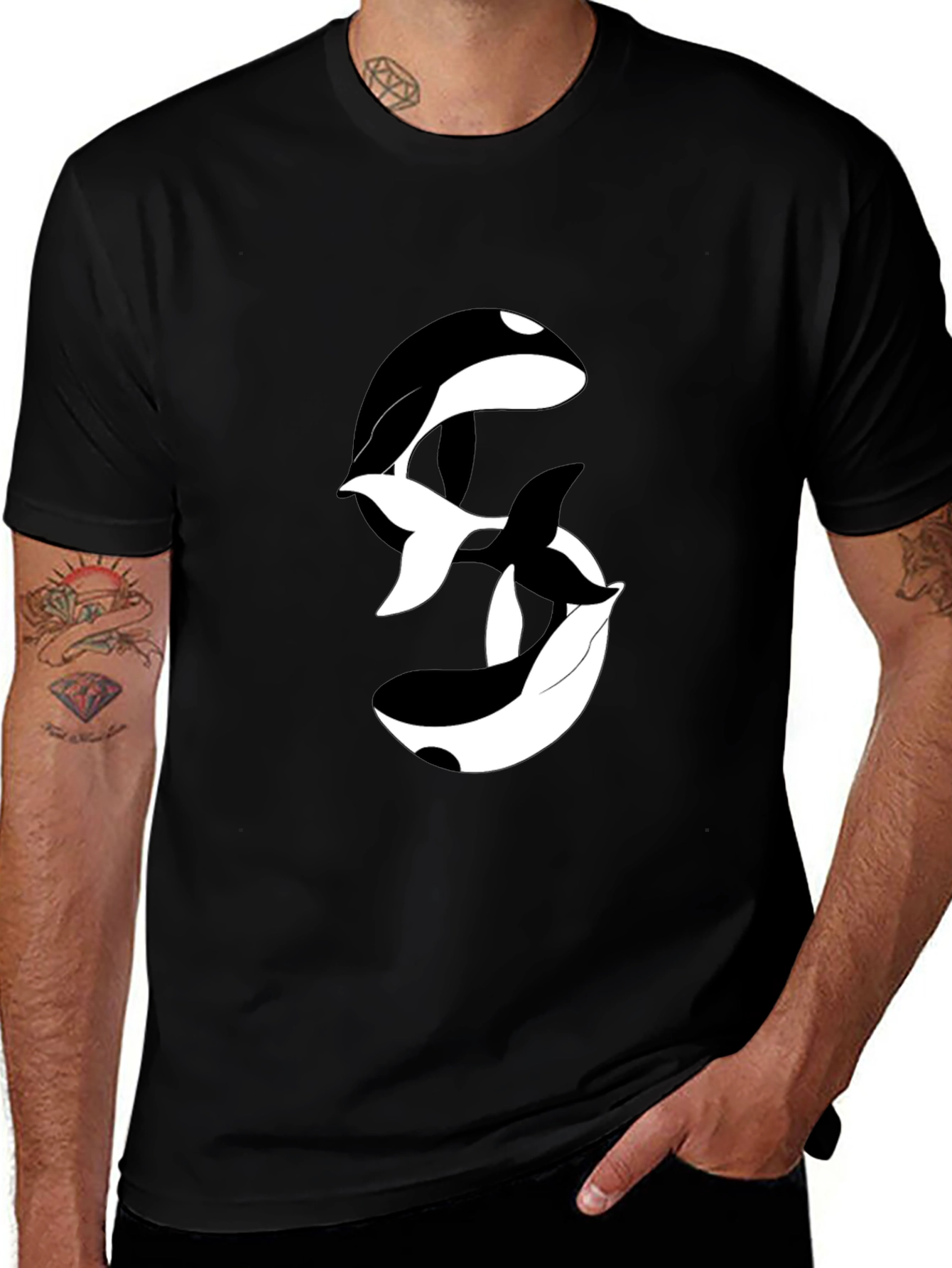 Orca Yin Yang Black Graphic Tee