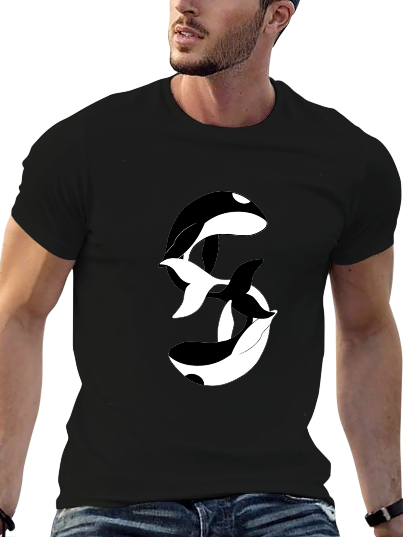 Orca Yin Yang Black Graphic Tee