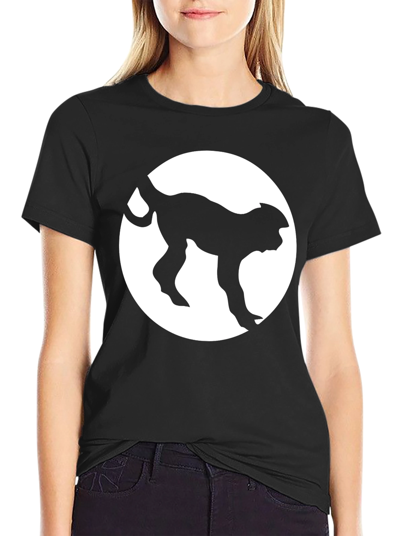 Monkey Silhouette Graphic Tee - Black