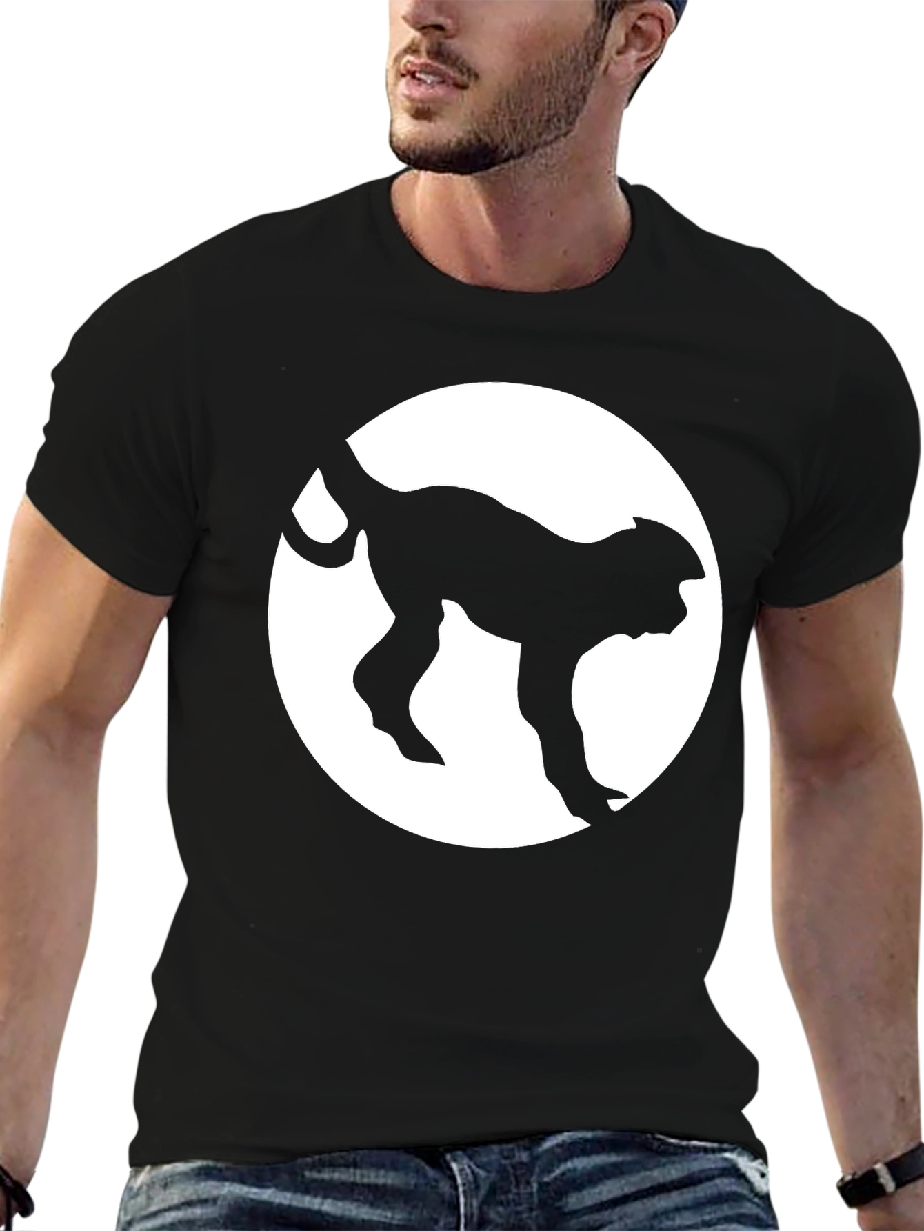 Monkey Silhouette Graphic Tee - Black