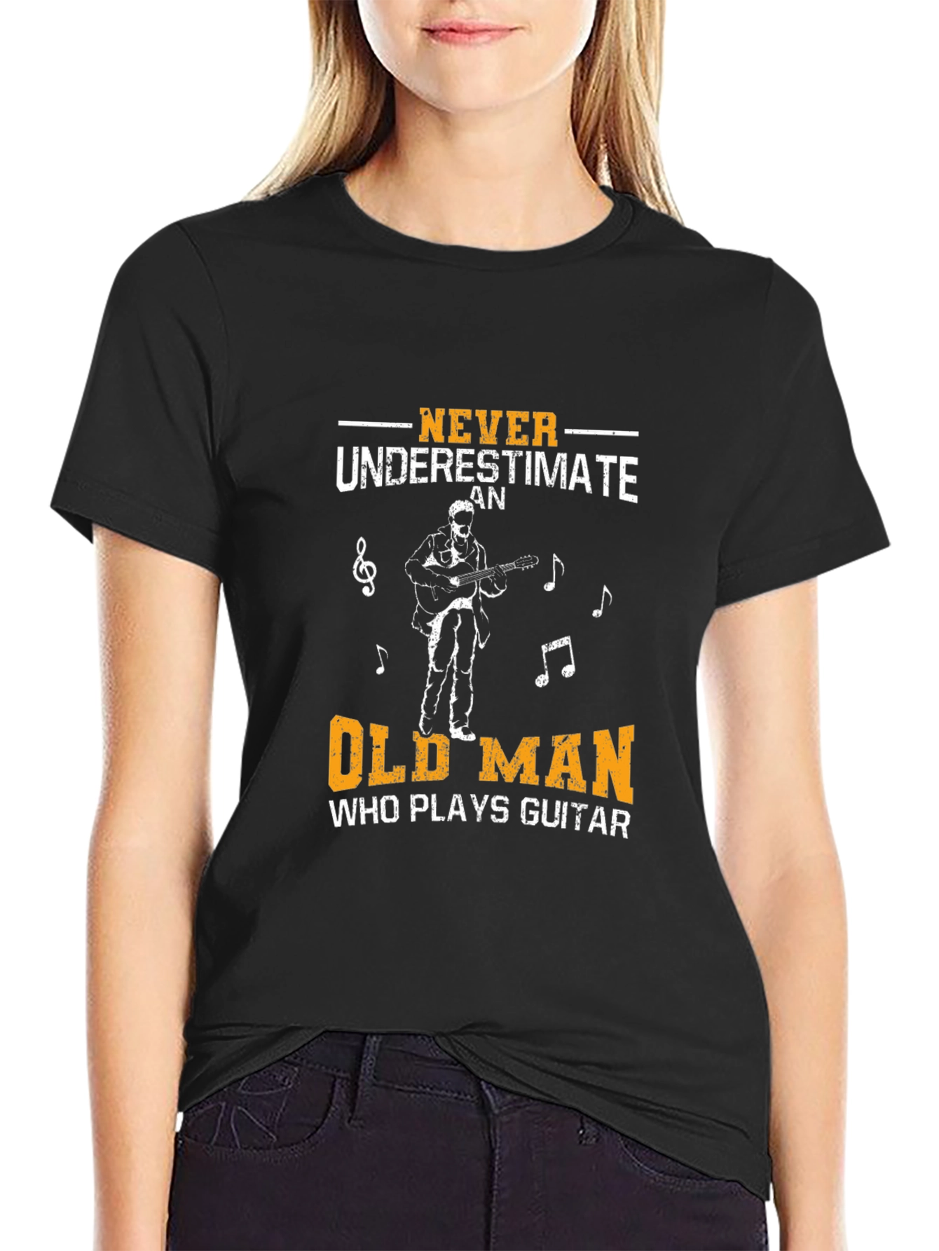 Never Underestimate Old Man Guitar T-Shirt