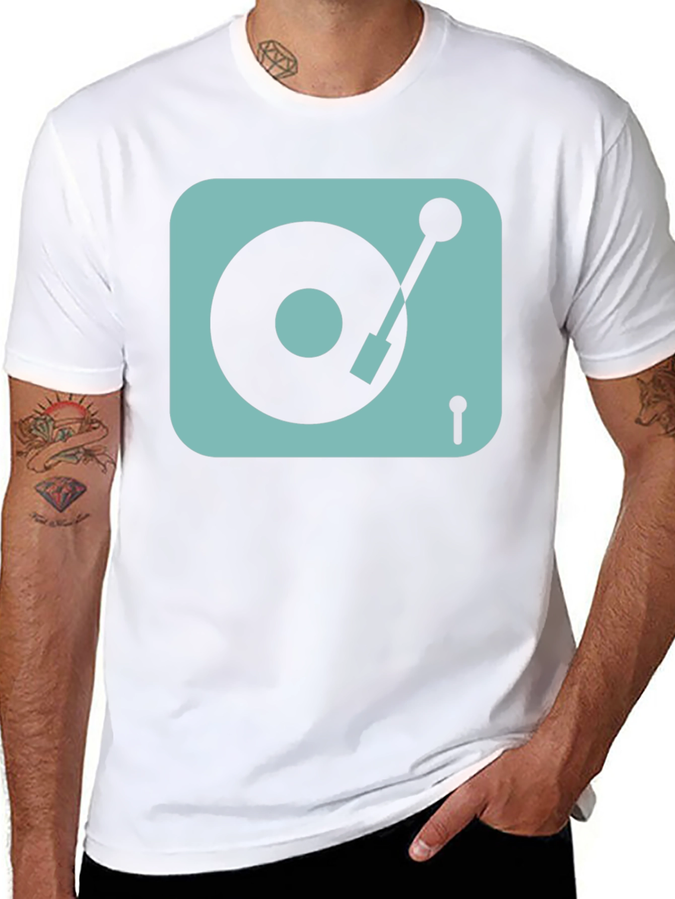 Retro Turntable Graphic Tee - Black