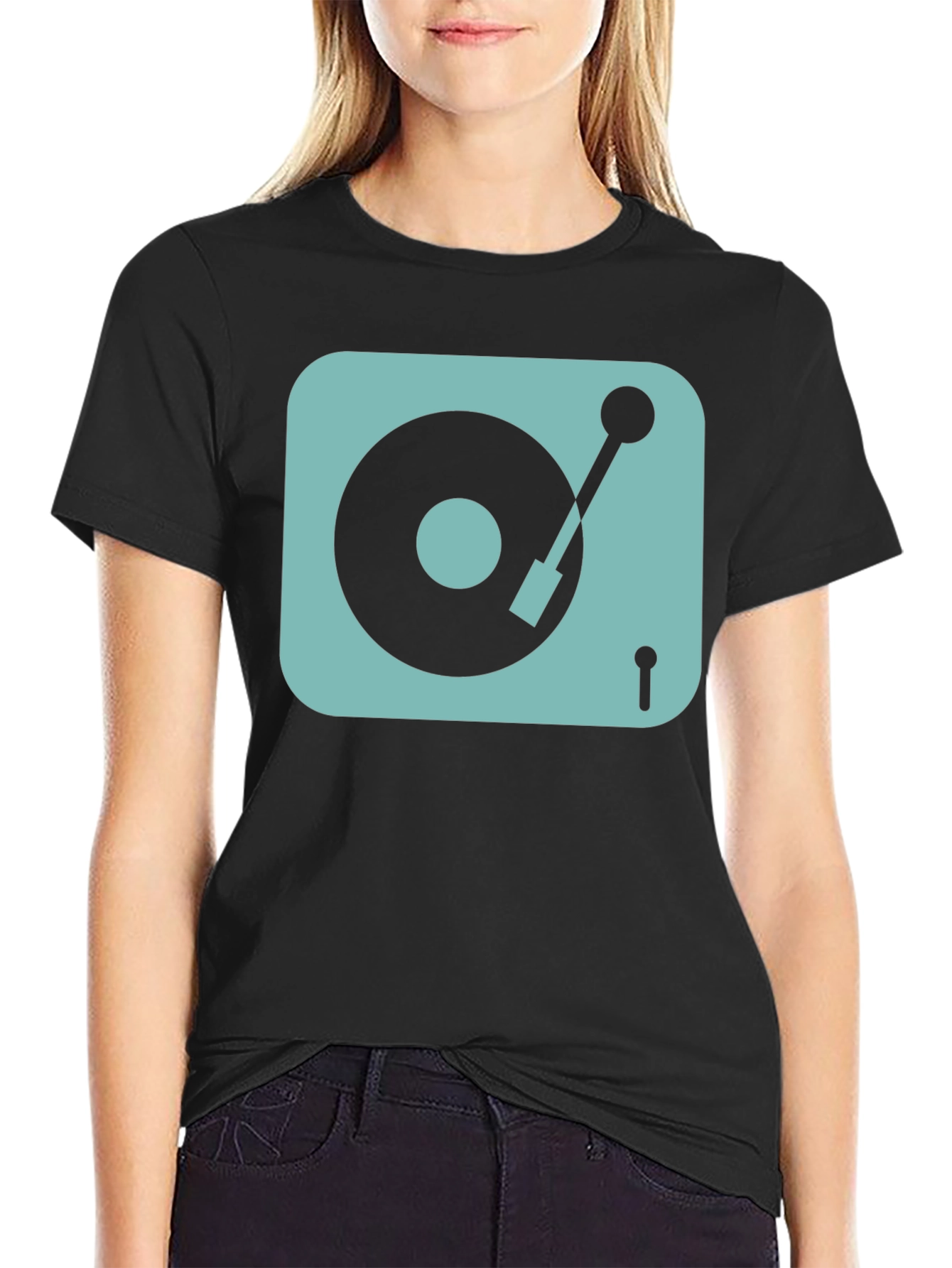Retro Turntable Graphic Tee - Black